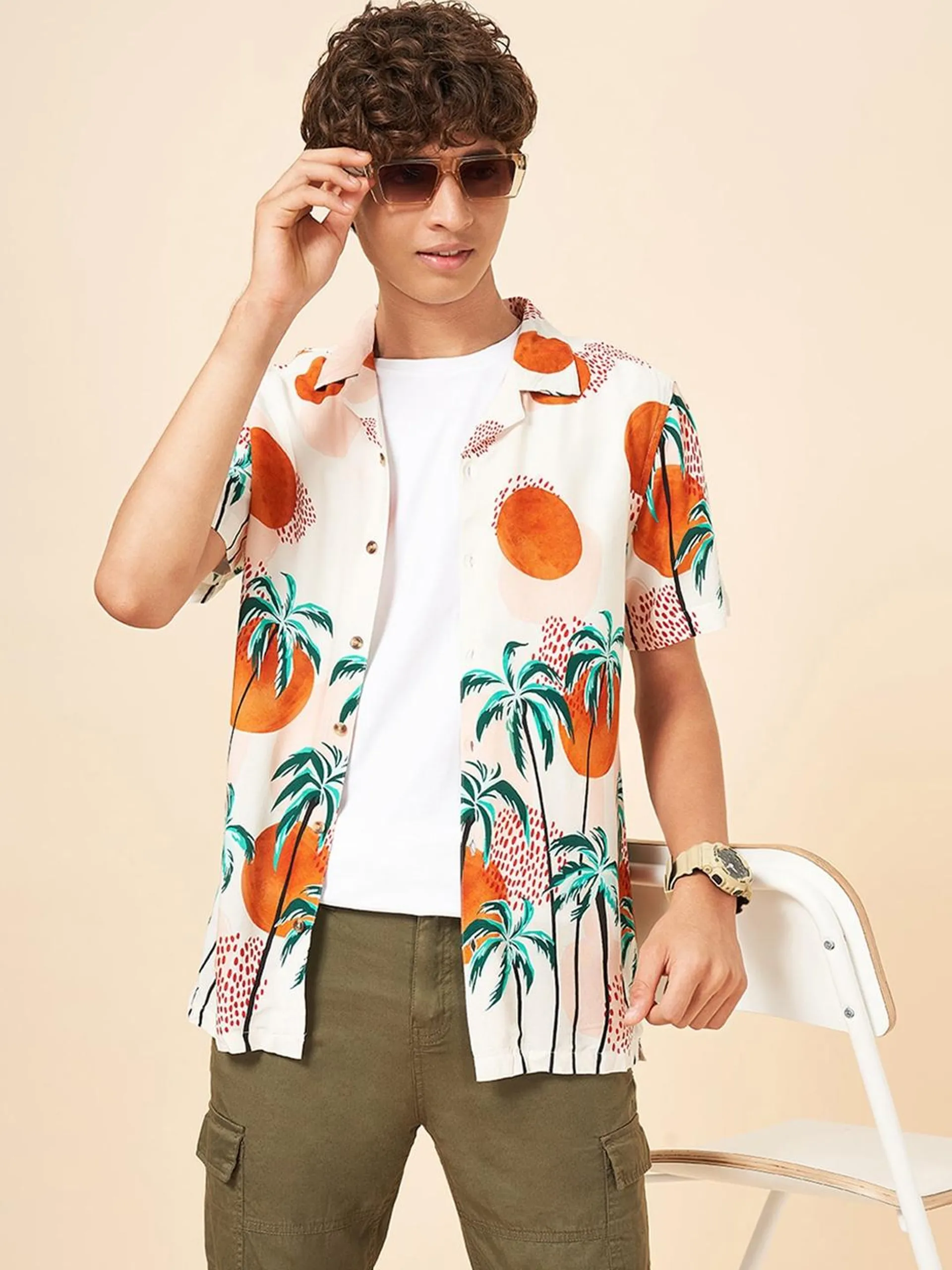 Boys Floral Opaque Printed Casual Shirt