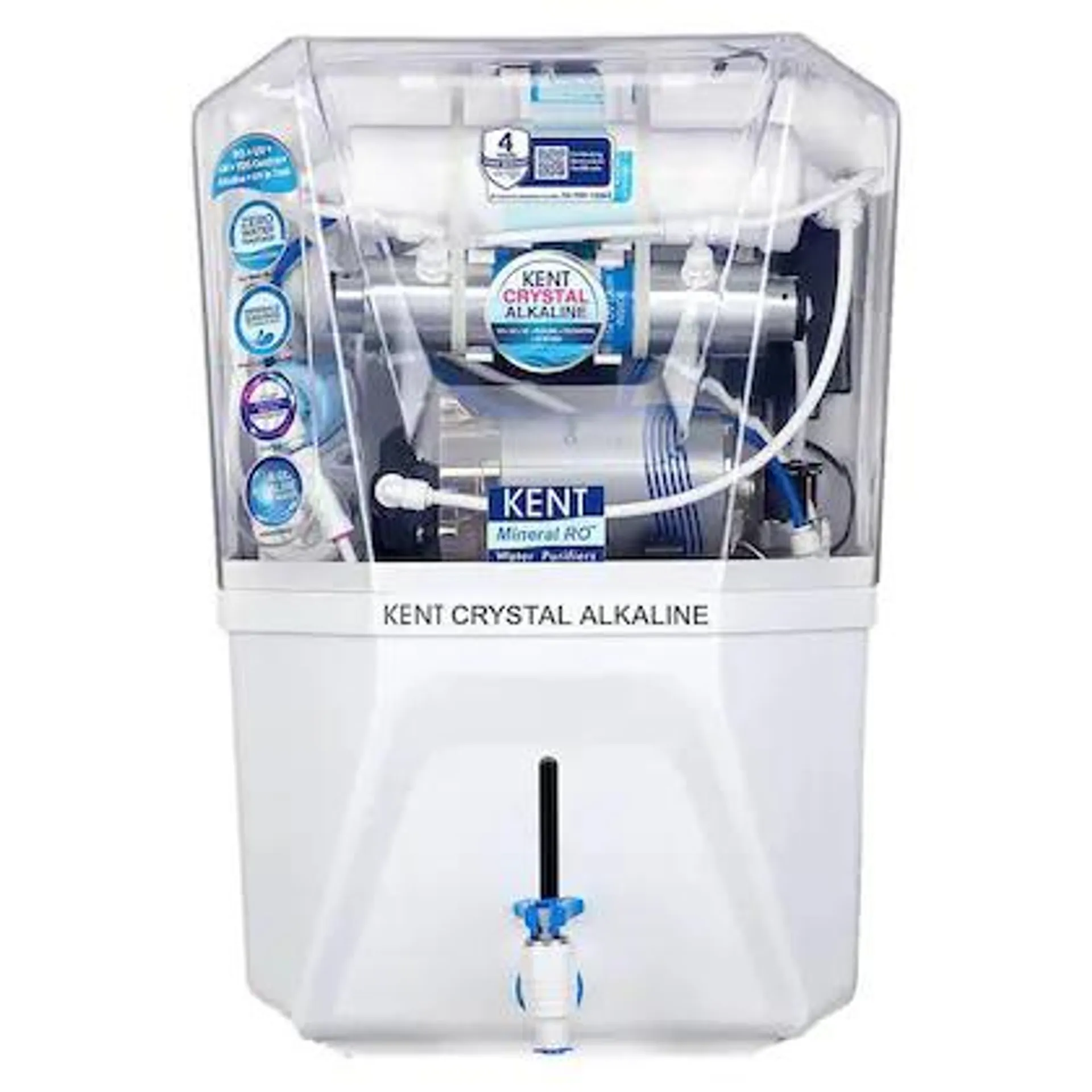 Kent Crystal Alkaline RO + UV + UF + TDS Electrical Water Purifier (Zero Water Wastage, 11122, White)