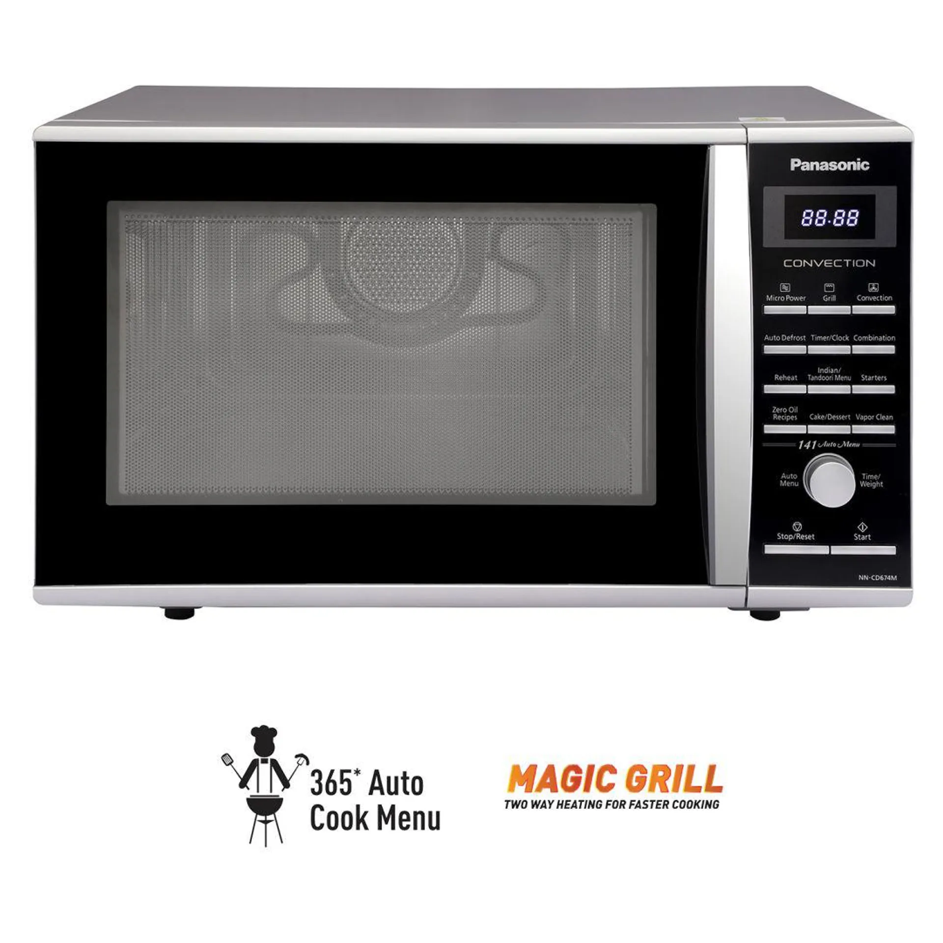 27L Convection Microwave Oven (NN-CD674MFDG, Silver, Rotisserie, Crispy tawa, Magic Grill, Zero Oil Recipes)