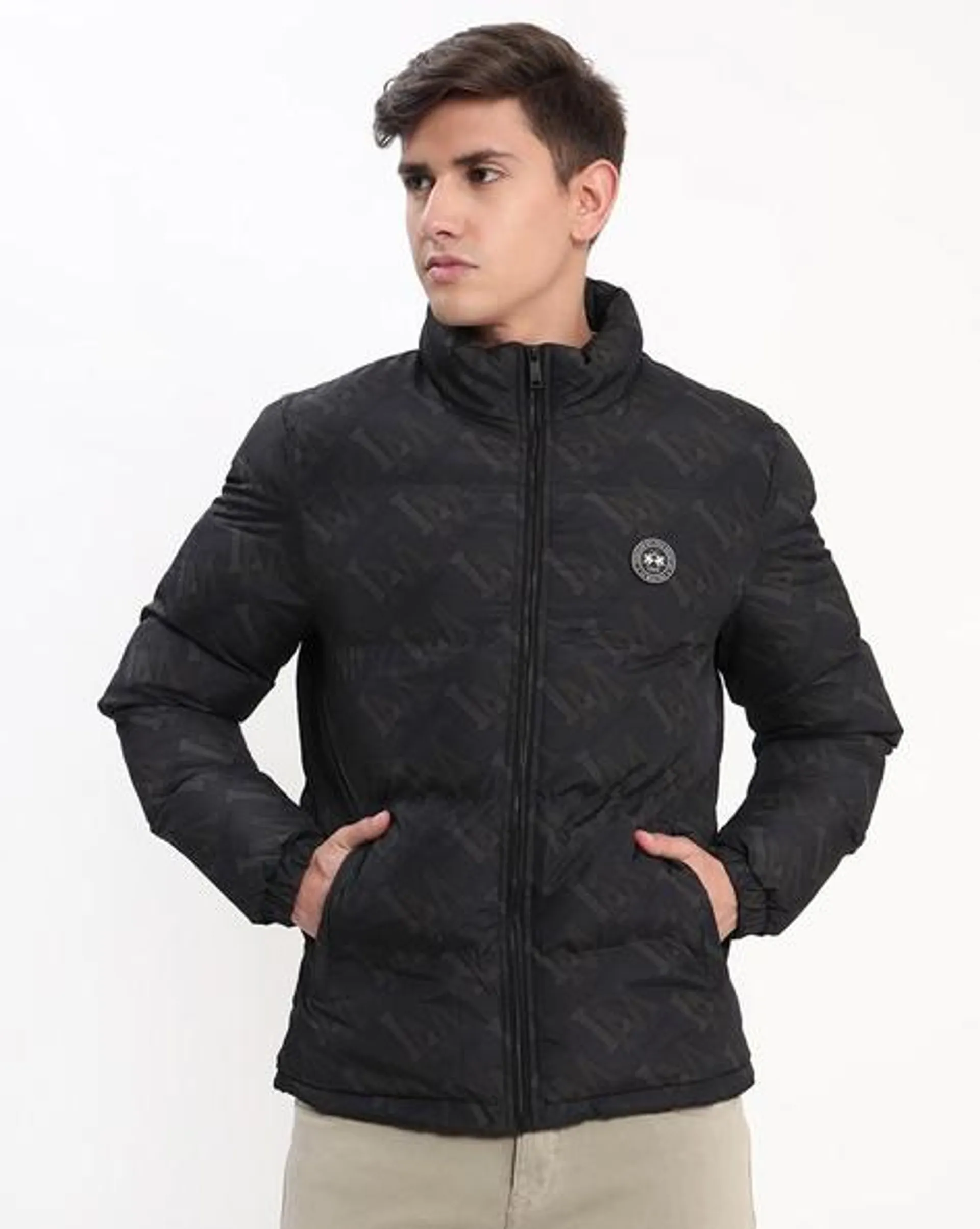 Printed Zip-Front Puffer Jacket