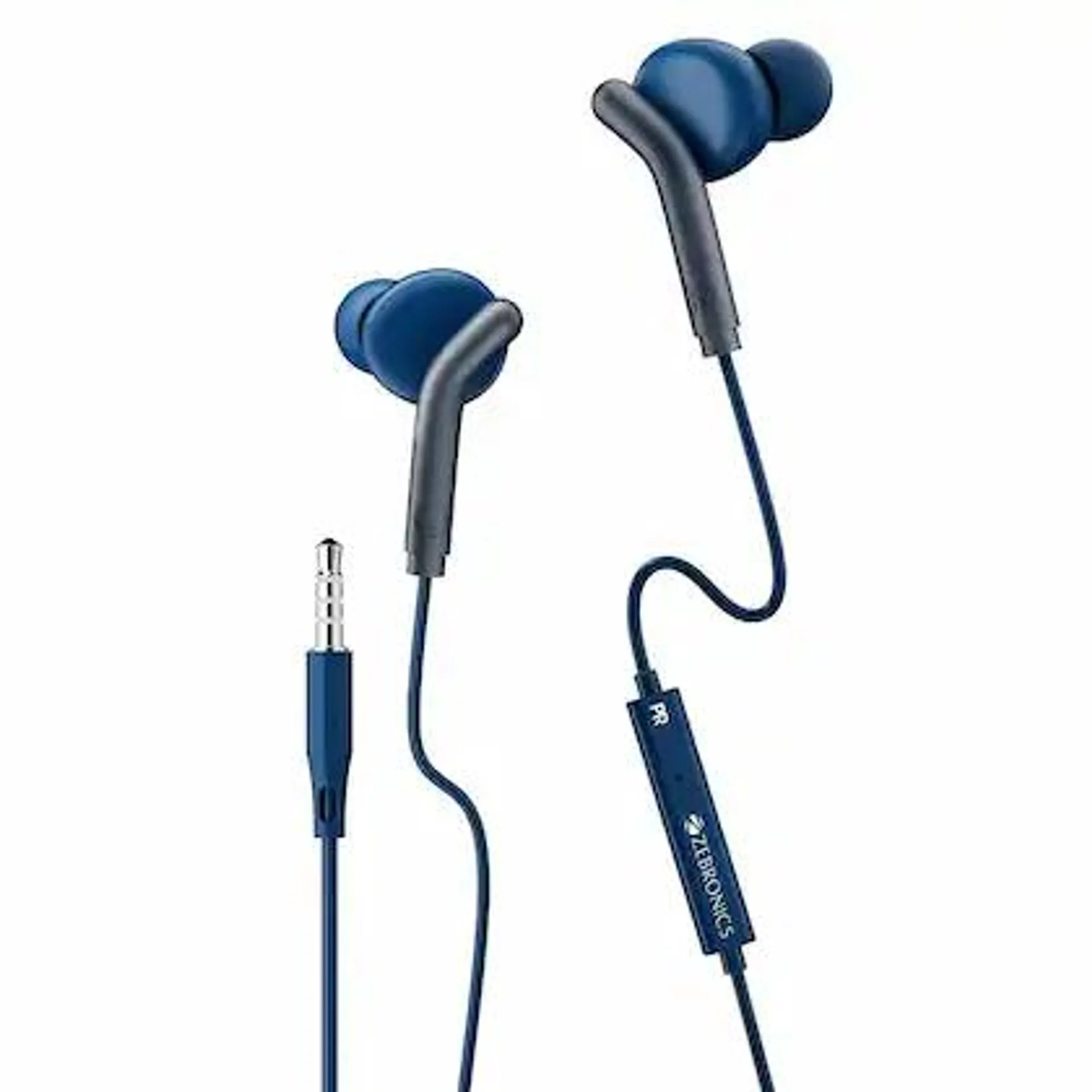 ZEBRONICS Bro in Ear Wired Earphones with Mic, 3.5mm Audio Jack, 10mm Drivers (Blue)