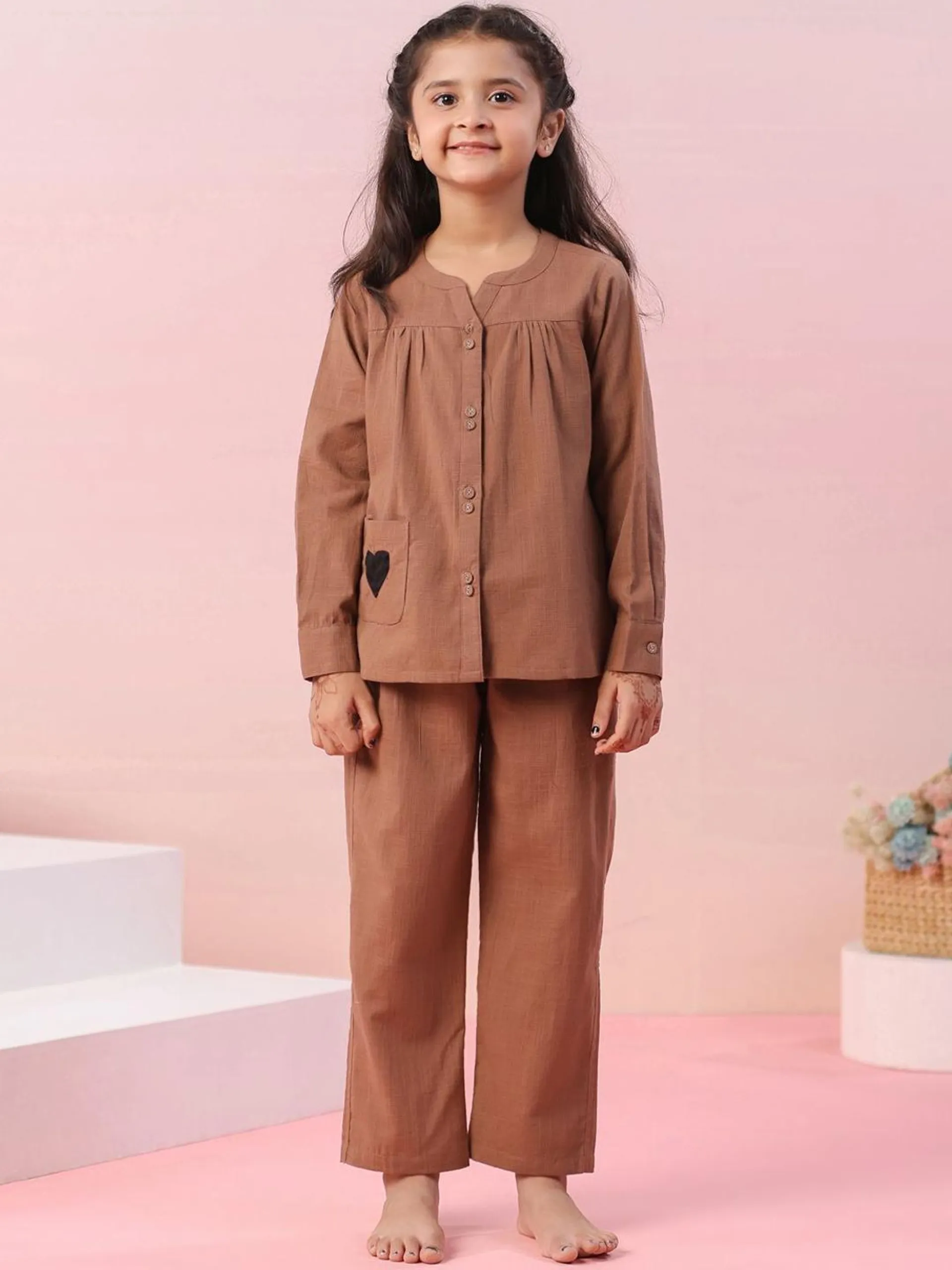 Girls Pure Cotton Top With Pyjamas