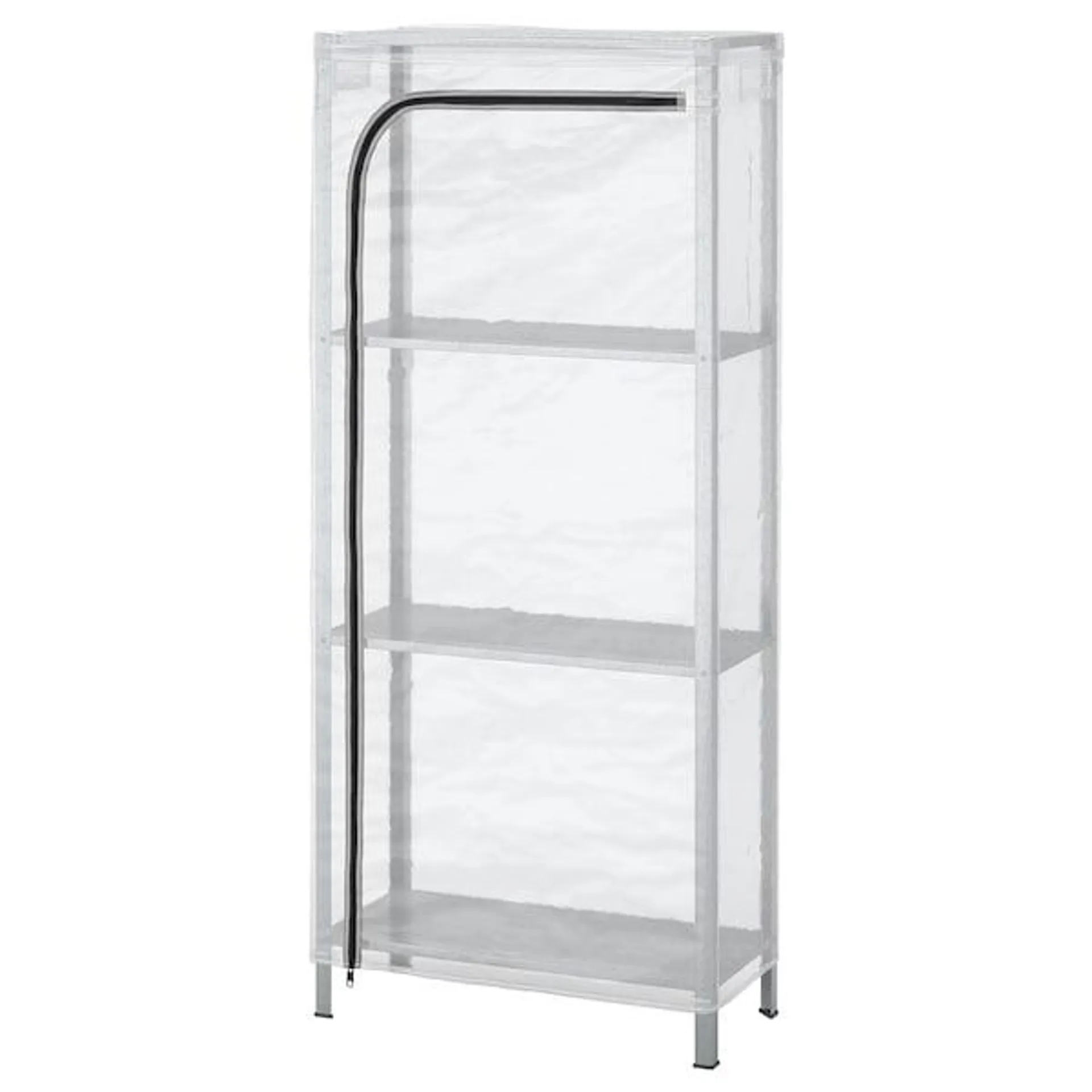 Shelving unit with cover, transparent,