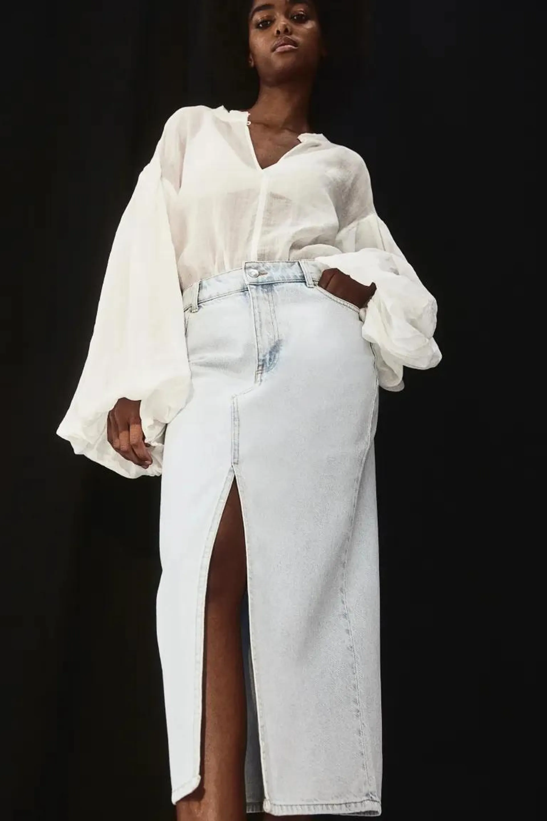 Midi denim skirt
