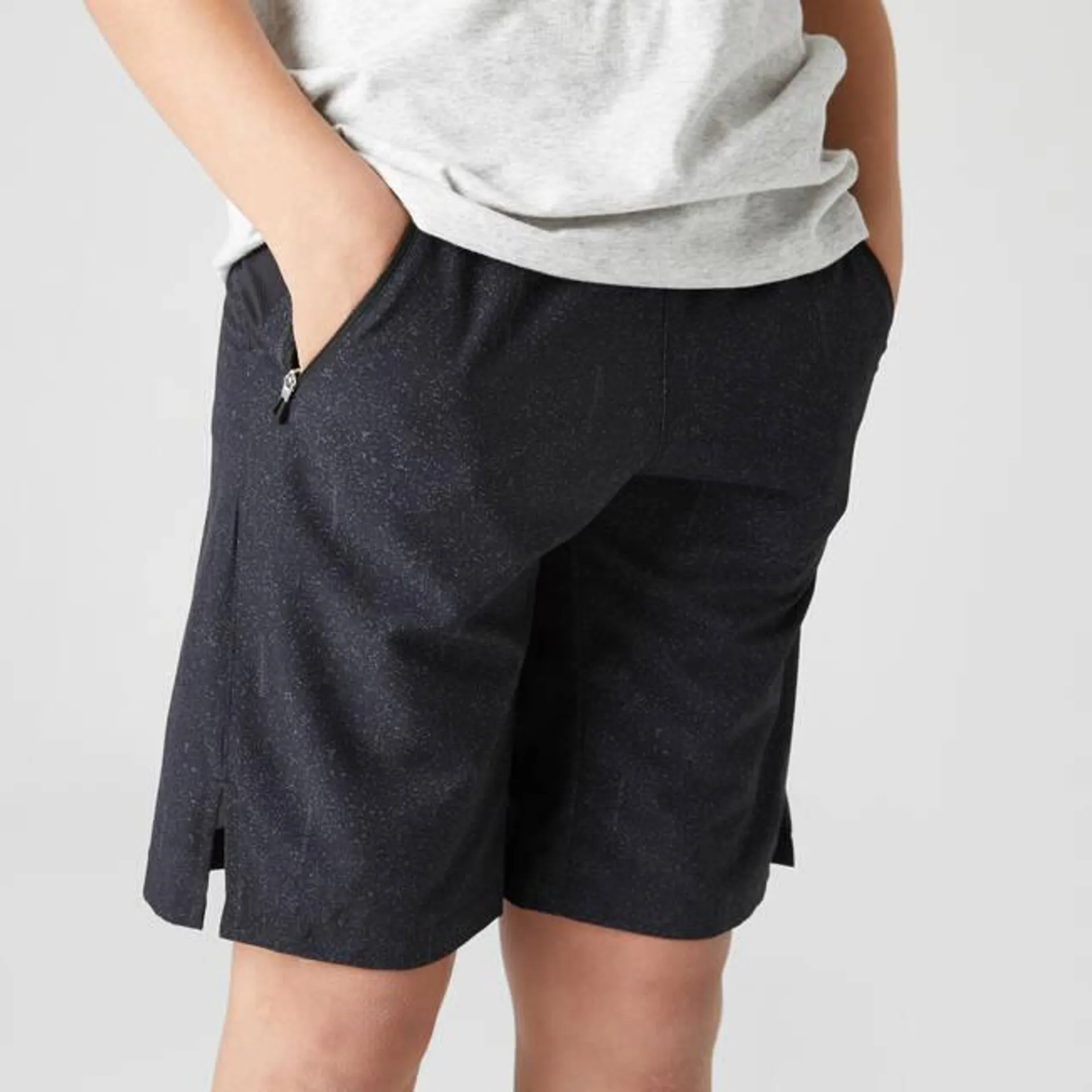 Boys Breathable Synthetic Shorts W500 - Black Print