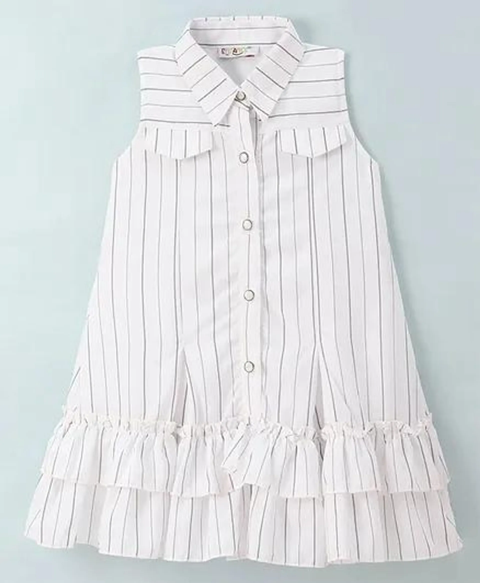 Enfance Core Sleeveless Striped Dress - Off White