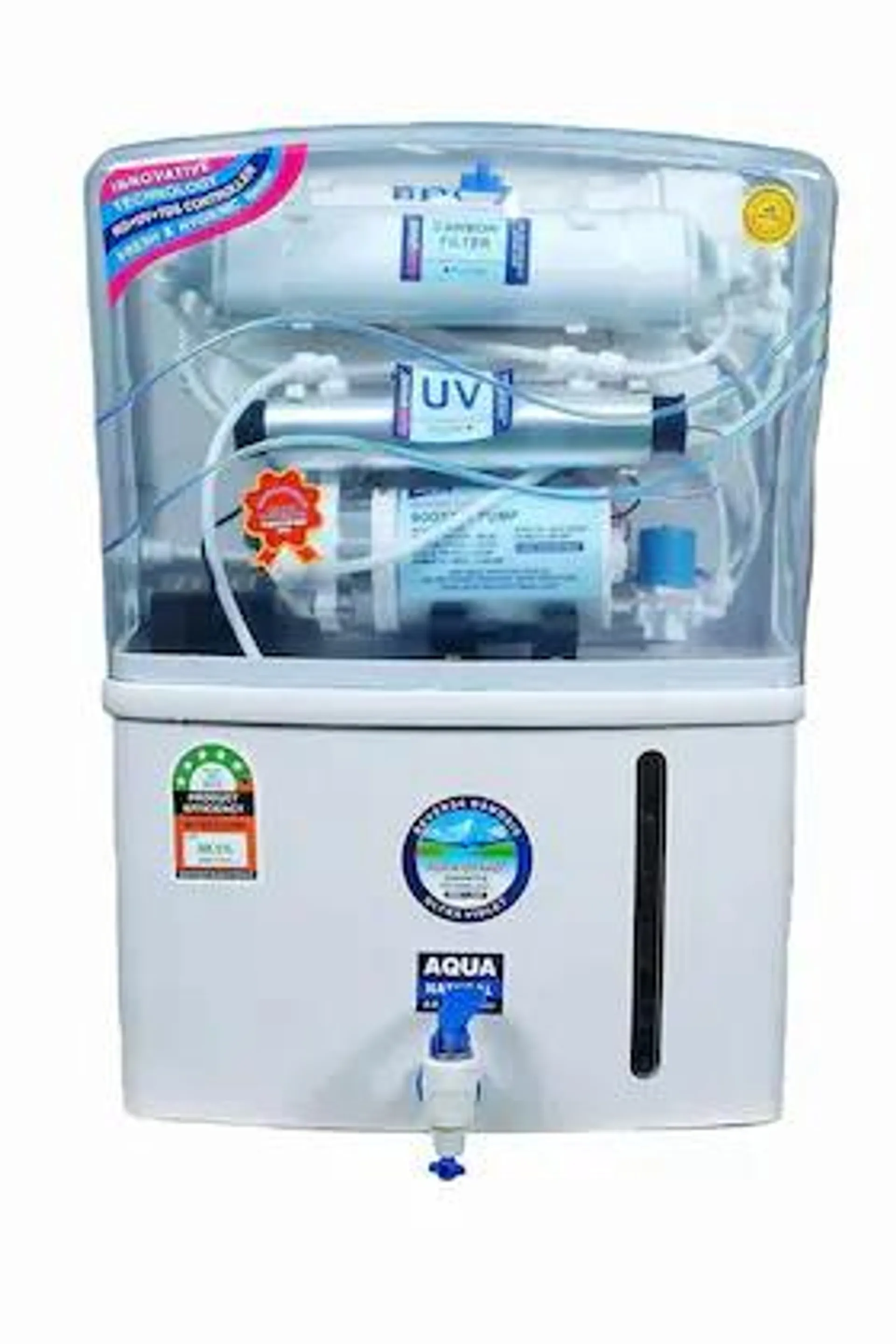 Natures Aqua Grand 12 litre Mineral RO Water Purifier Technology with UV, UF, TDS Adjuster Filter Wall mounted or Counter top installation for Home | Suitable for all type water supply