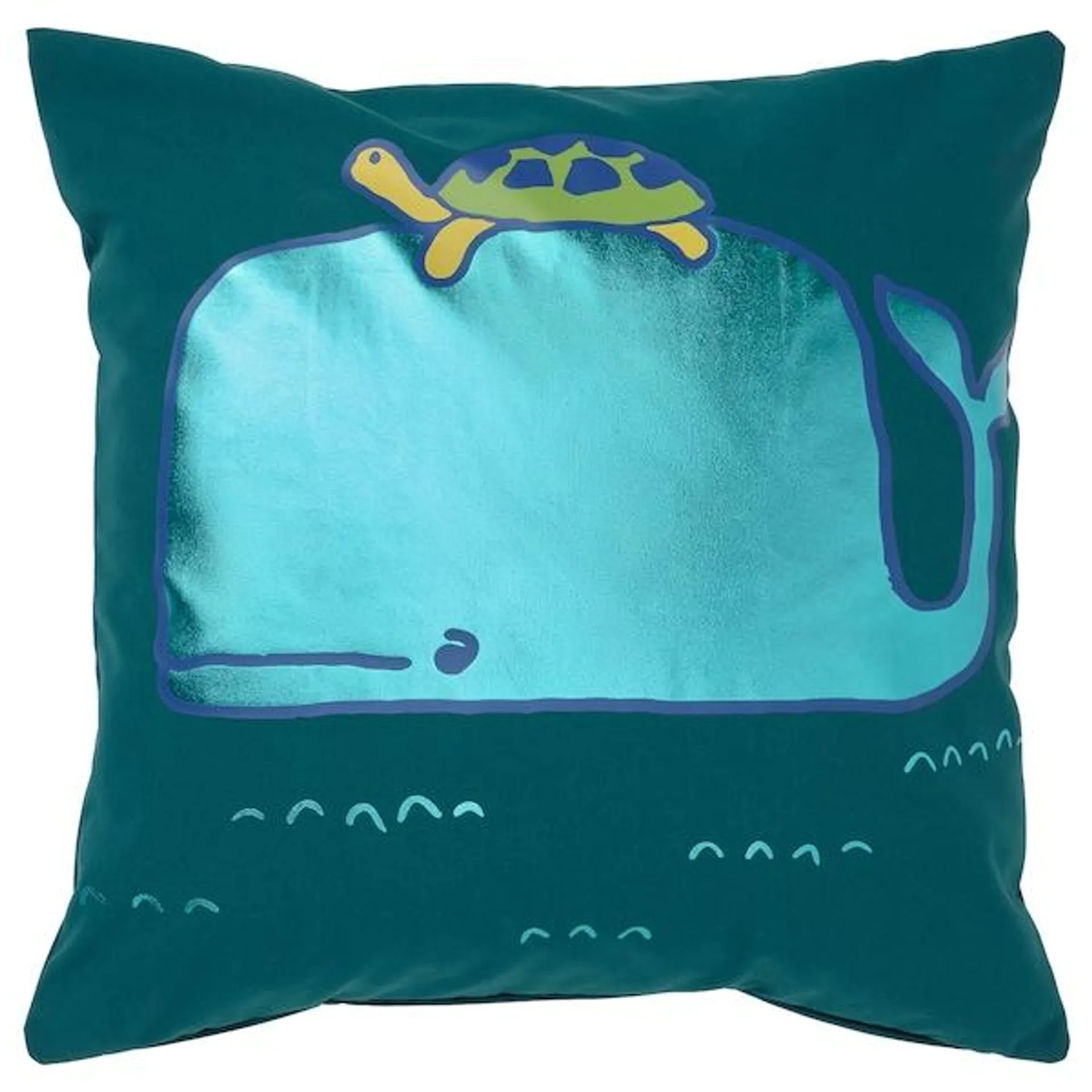 Cushion cover, whale pattern/blue-green,