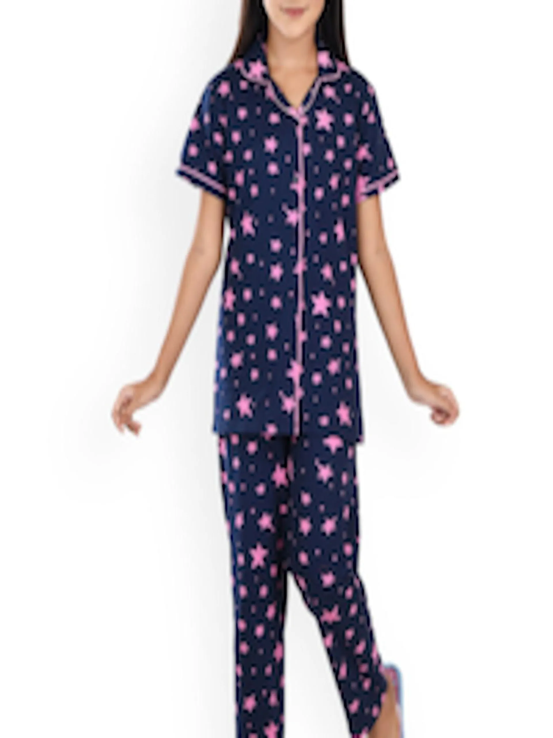 Girls Conversational Printed Pure Cotton Night Suit