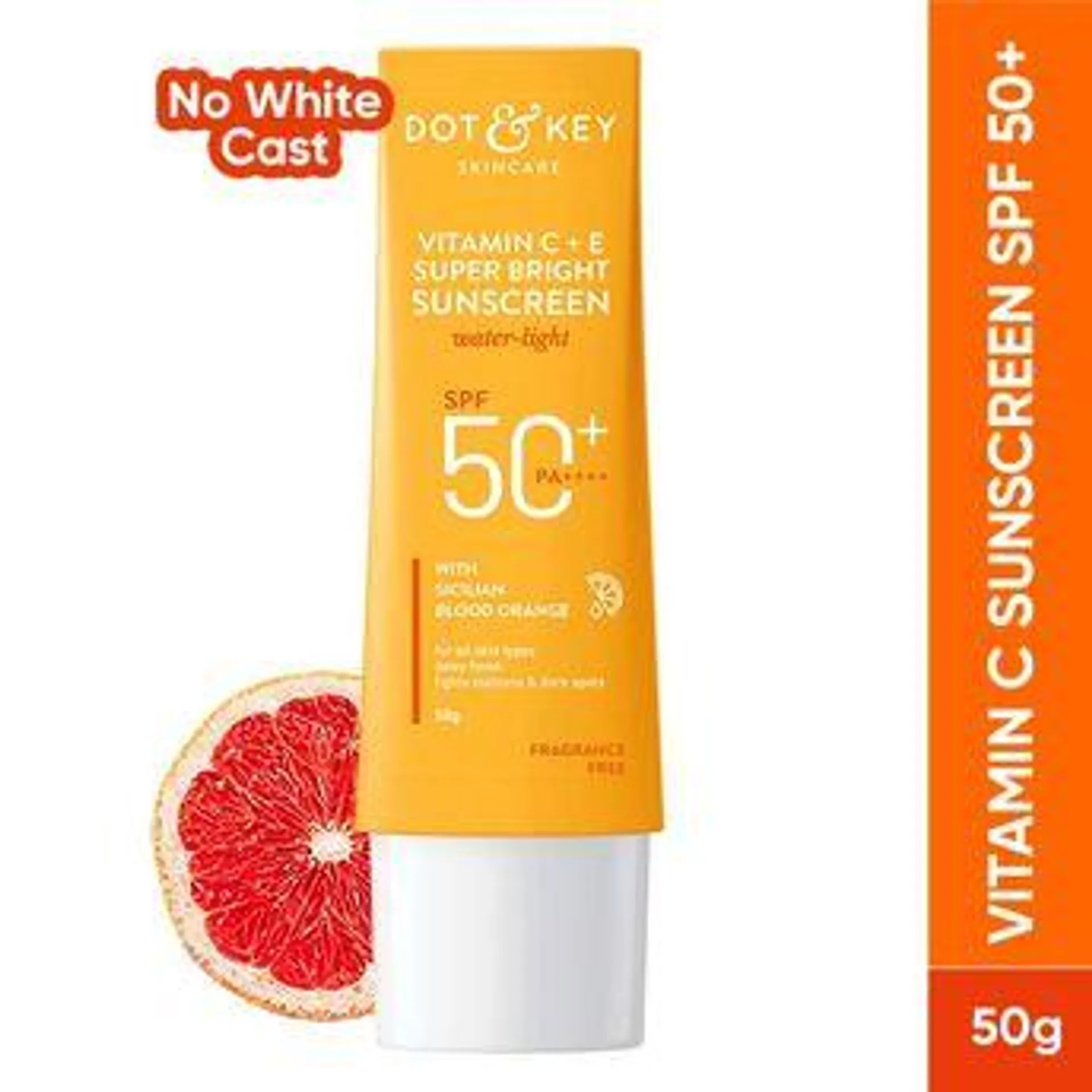 Dot & Key Vitamin C + E Face Sunscreen SPF 50 PA+++ For Glowing Skin, 100% No White Cast