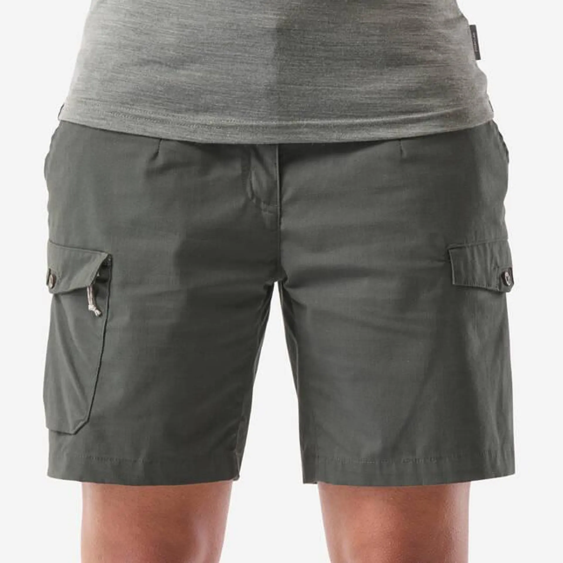 Women Travel Cotton Cargo Shorts Dark Green