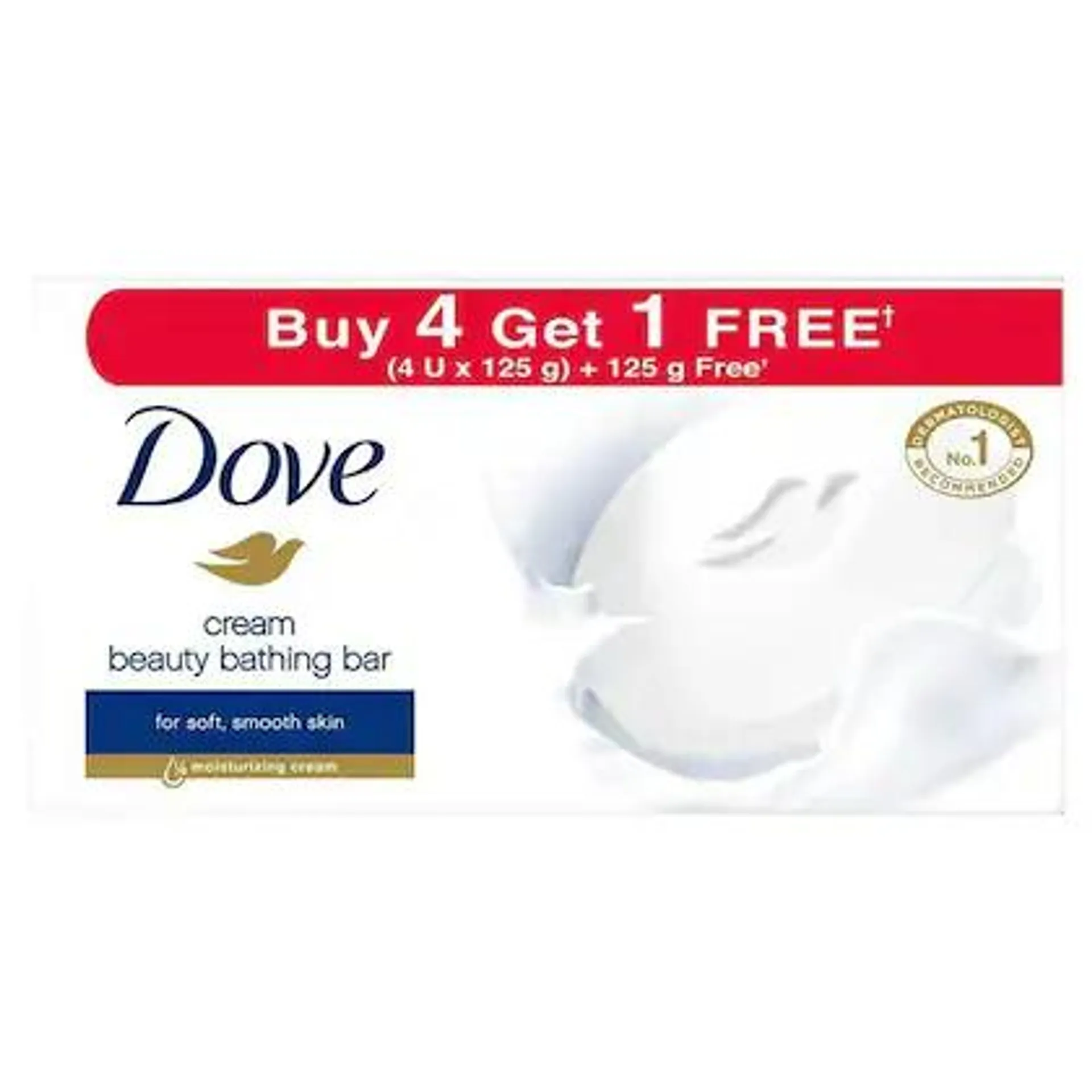 Dove Cream Beauty Bathing Bar 125 g (Buy 4 Get 1 Free)