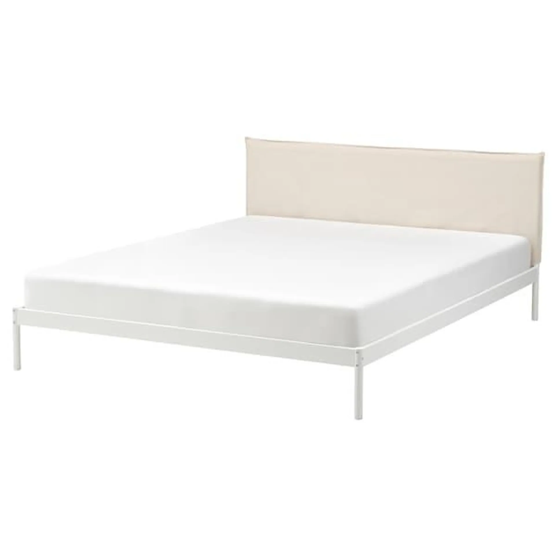 Bed frame, white/Vissle beige,