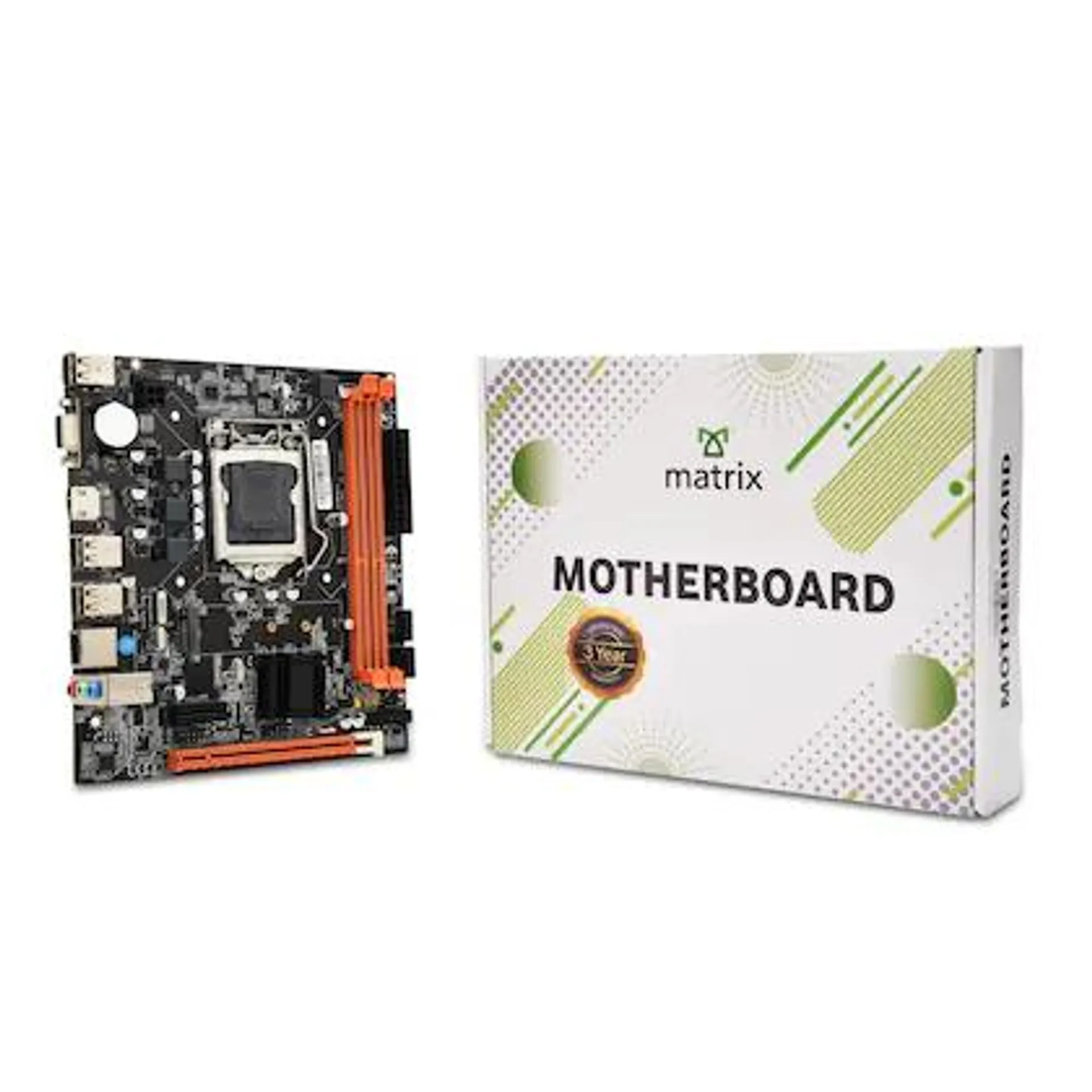 Matrix H61 NVME Motherboard| Dual Channel DDR3 Max Memory Upto 16GB (8 GB x 2) RAM | CPU Supports LGA1155 Socket i3/i5/i7 series CPU