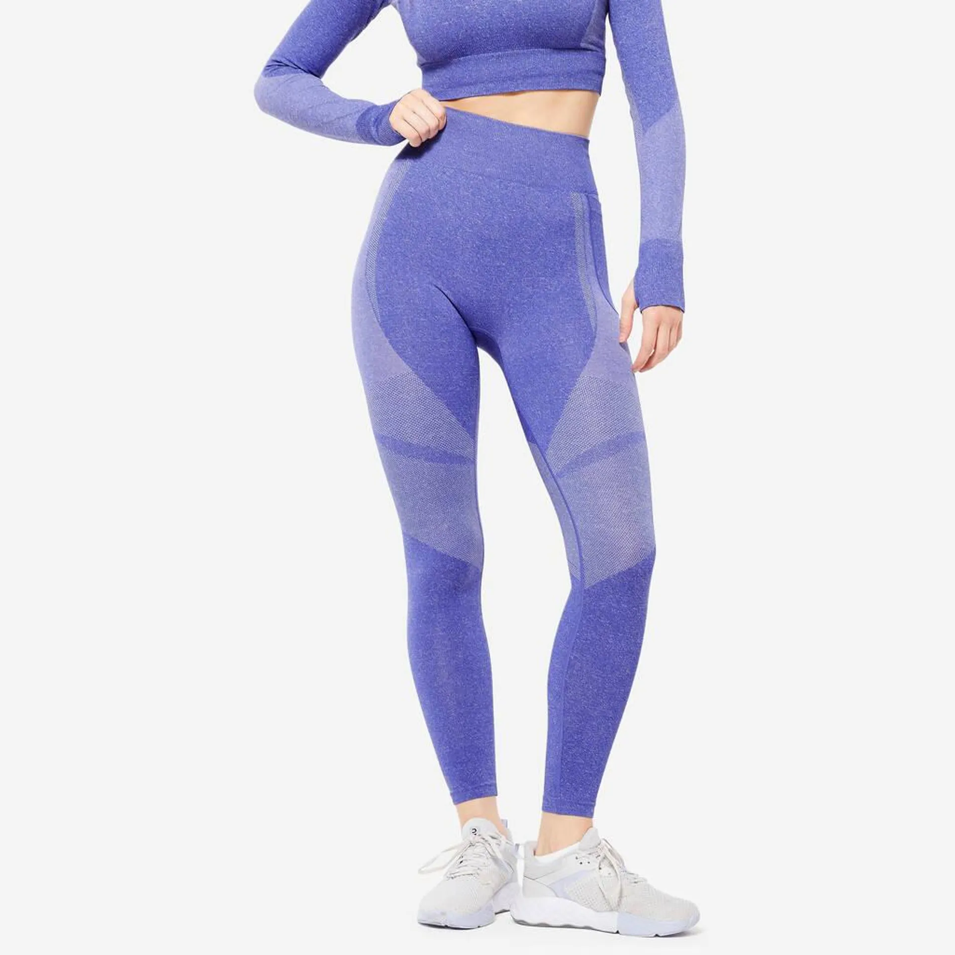 Women Gym Leggings Seamless High Waist with Phone Pocket - Bright Indigo Blue