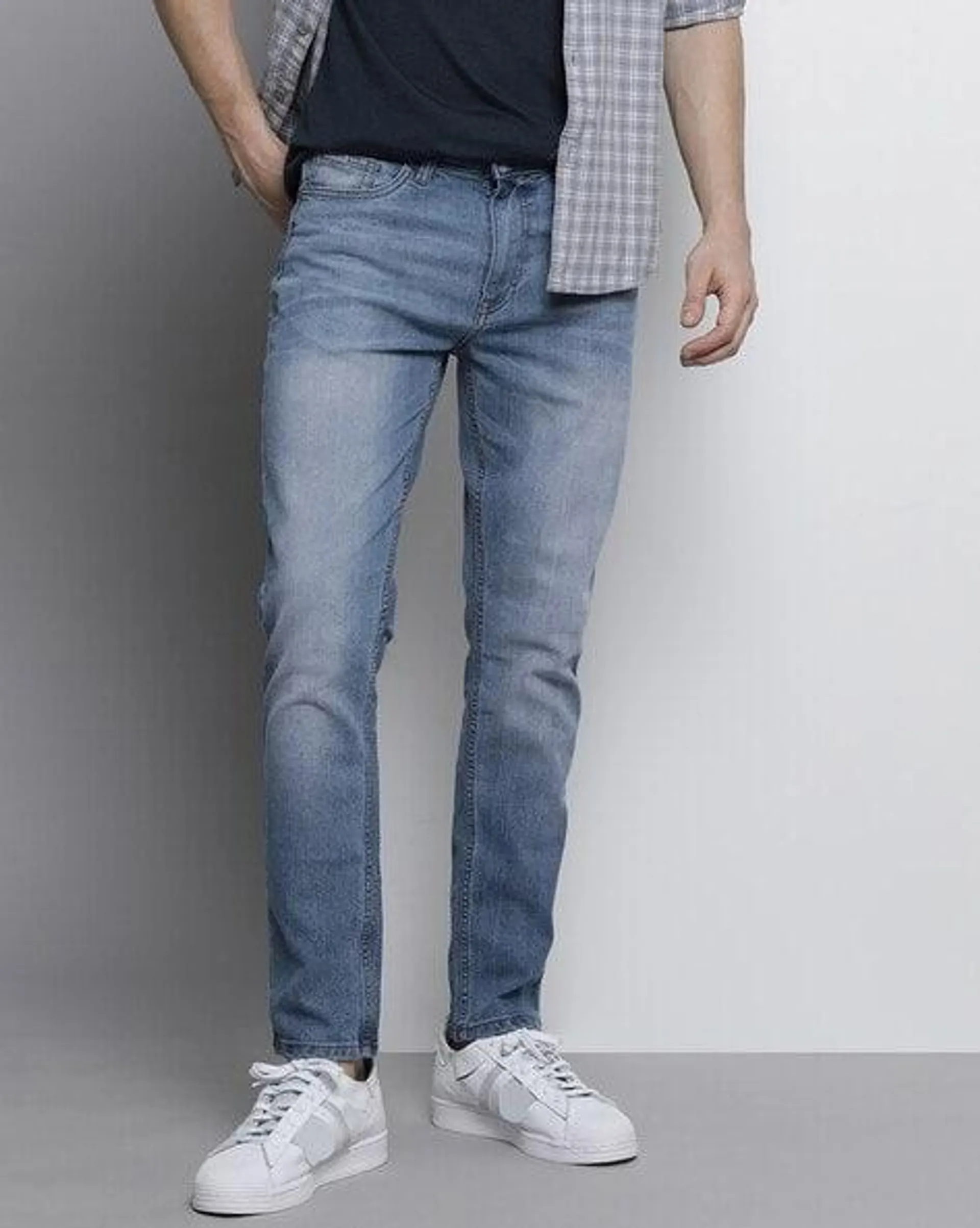 Mid-Wash Slim Fit Jeans