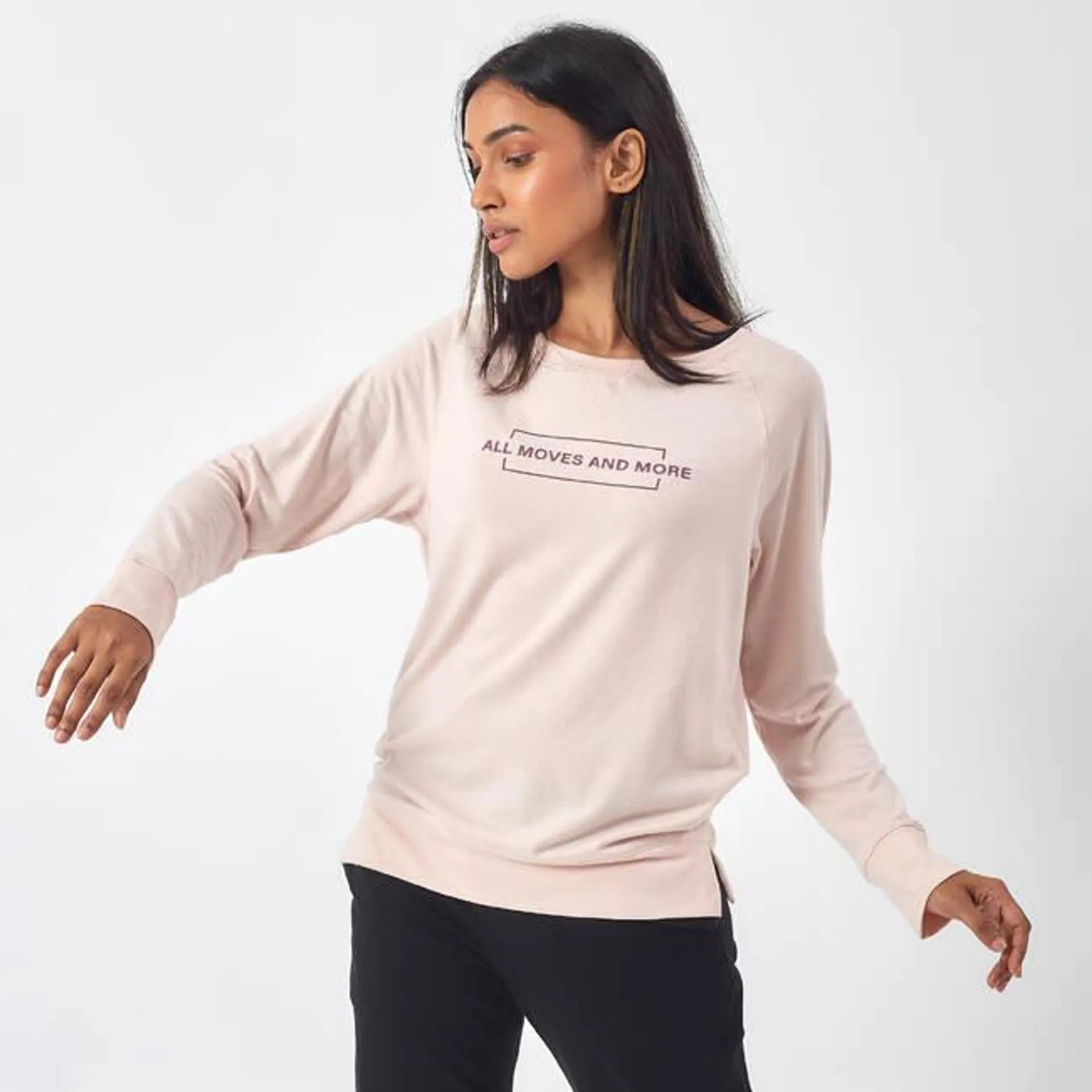 Women's Gym Cotton Blend Long Sleeve T-shirt Regular fit 500-Pink