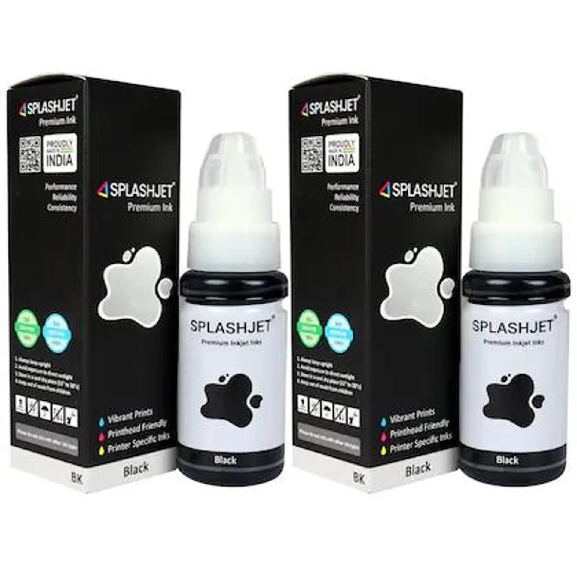 Splashjet GI 790 Refill Ink for Canon Pixma G2010, G2000, G1010, G1000, G6070, G5070, GM2070, G3010, G3000 Printer - GI 790 Ink Bottle for Canon Inktank Printer (Black Pigment - 2 Bottle) - 501804