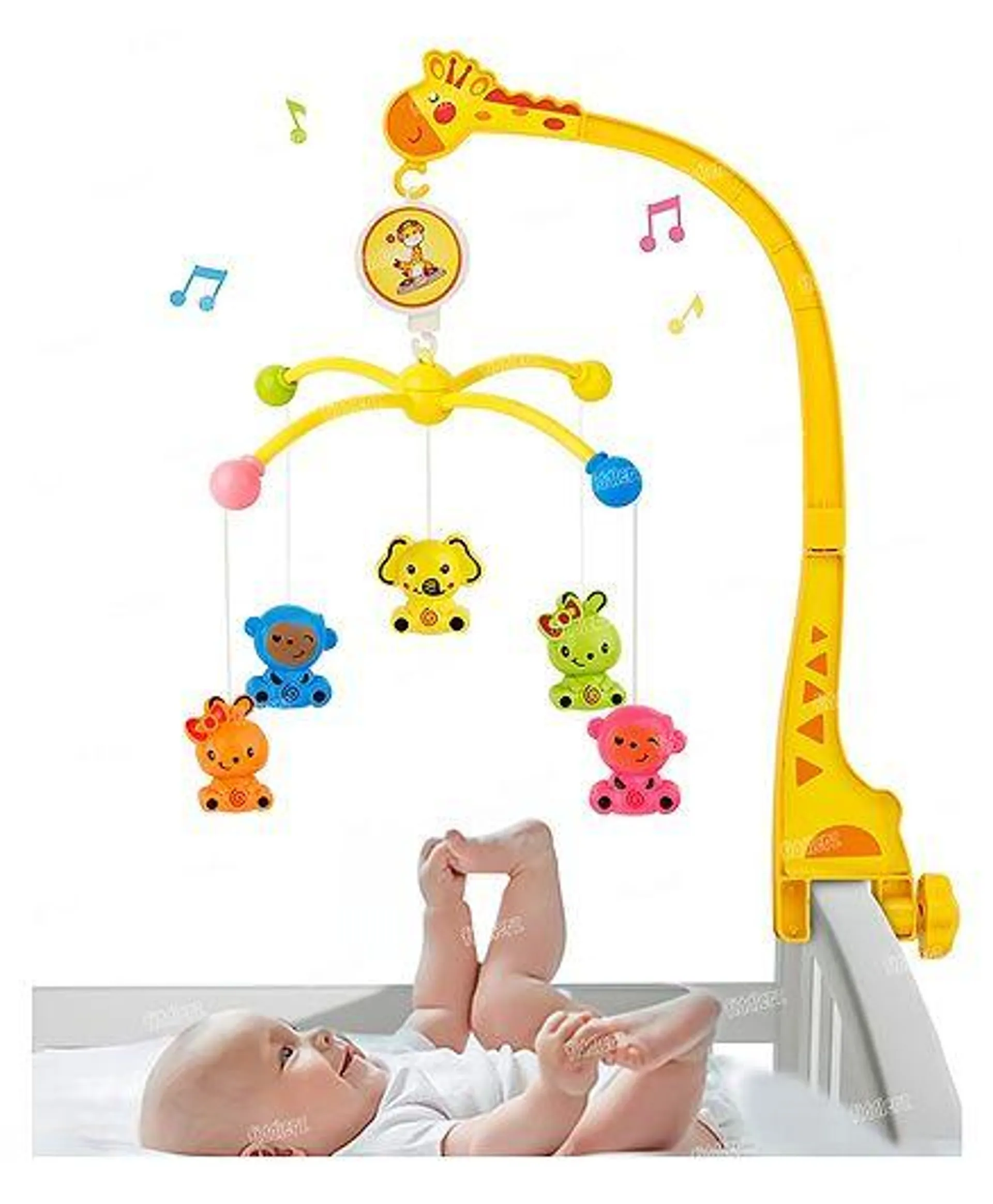 Fiddlerz Rotating Musical Cot Rattle for Babies Mobile for Cradle - Multicolor