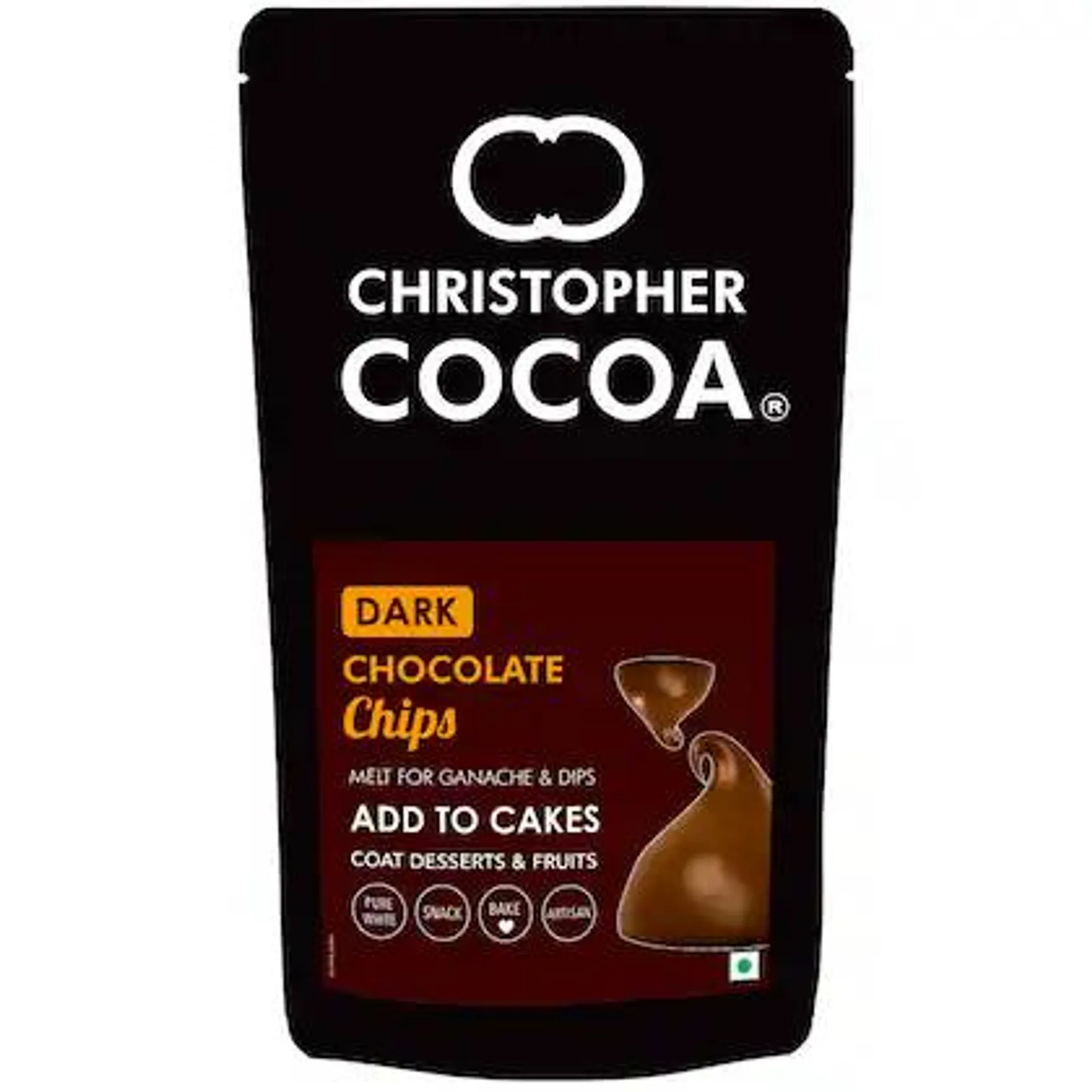 Christopher Cocoa Dark Chocolate Choco Chips 1Kg (Snack, Topping Ice Cream, Cakes, Baking)