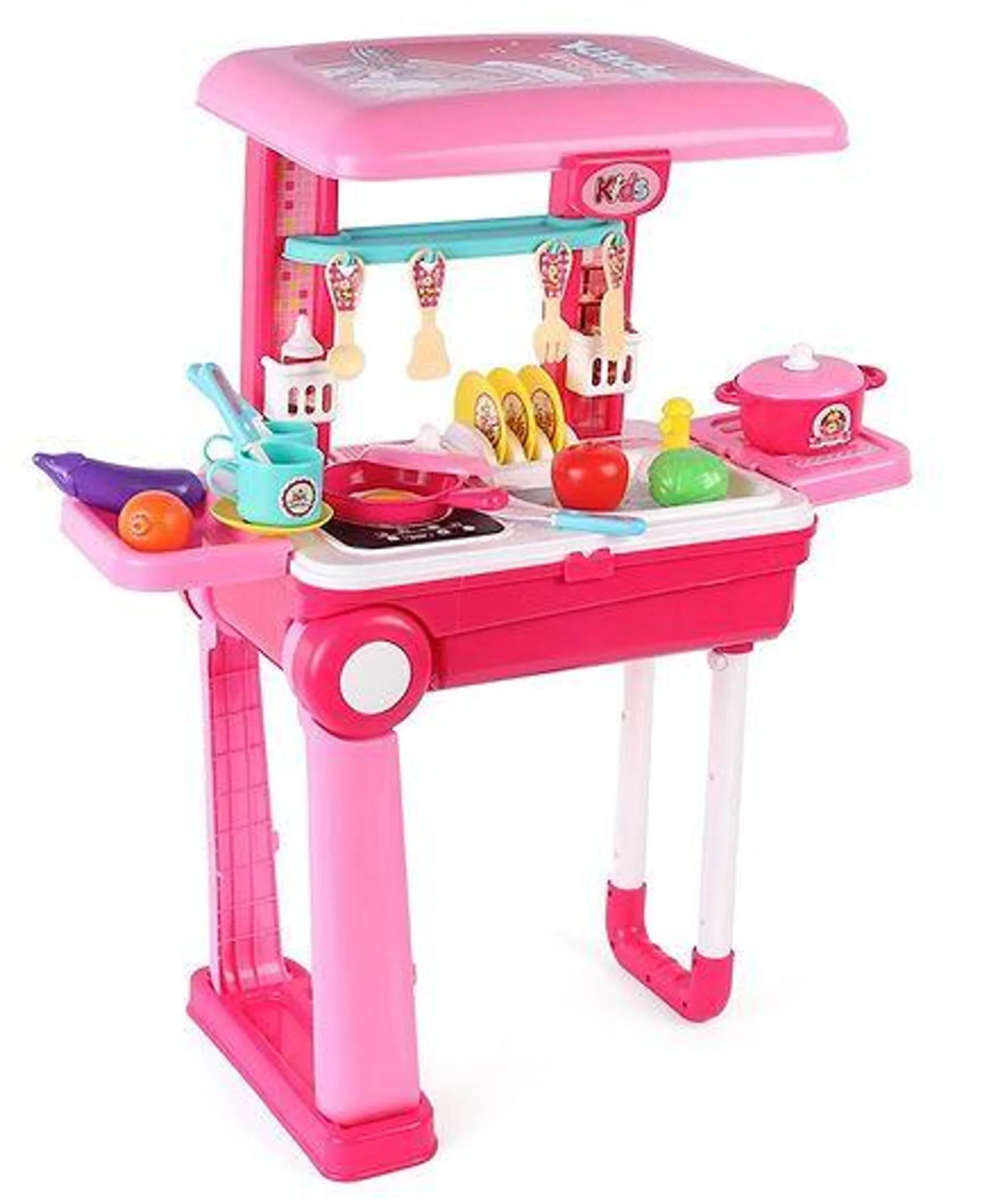 3 in 1 Portable Kitchen Play Set with Music & light - Pink