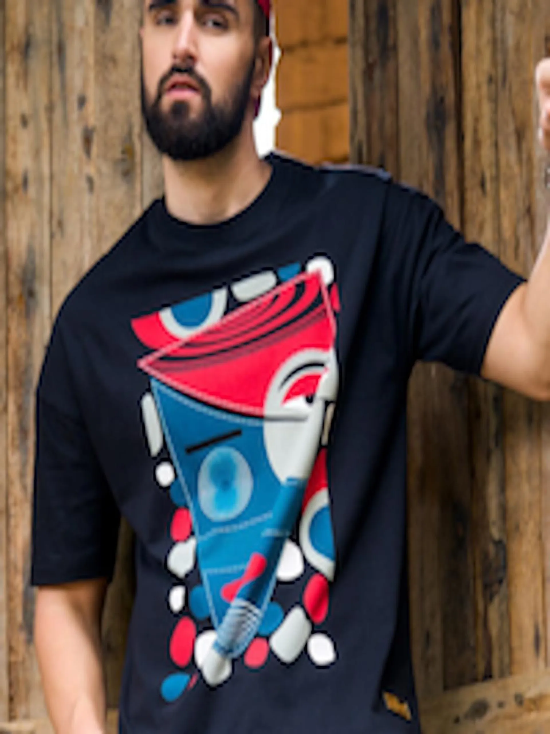 Graphic Printed Oversized Drop-Shoulder Pure Cotton T-shirt