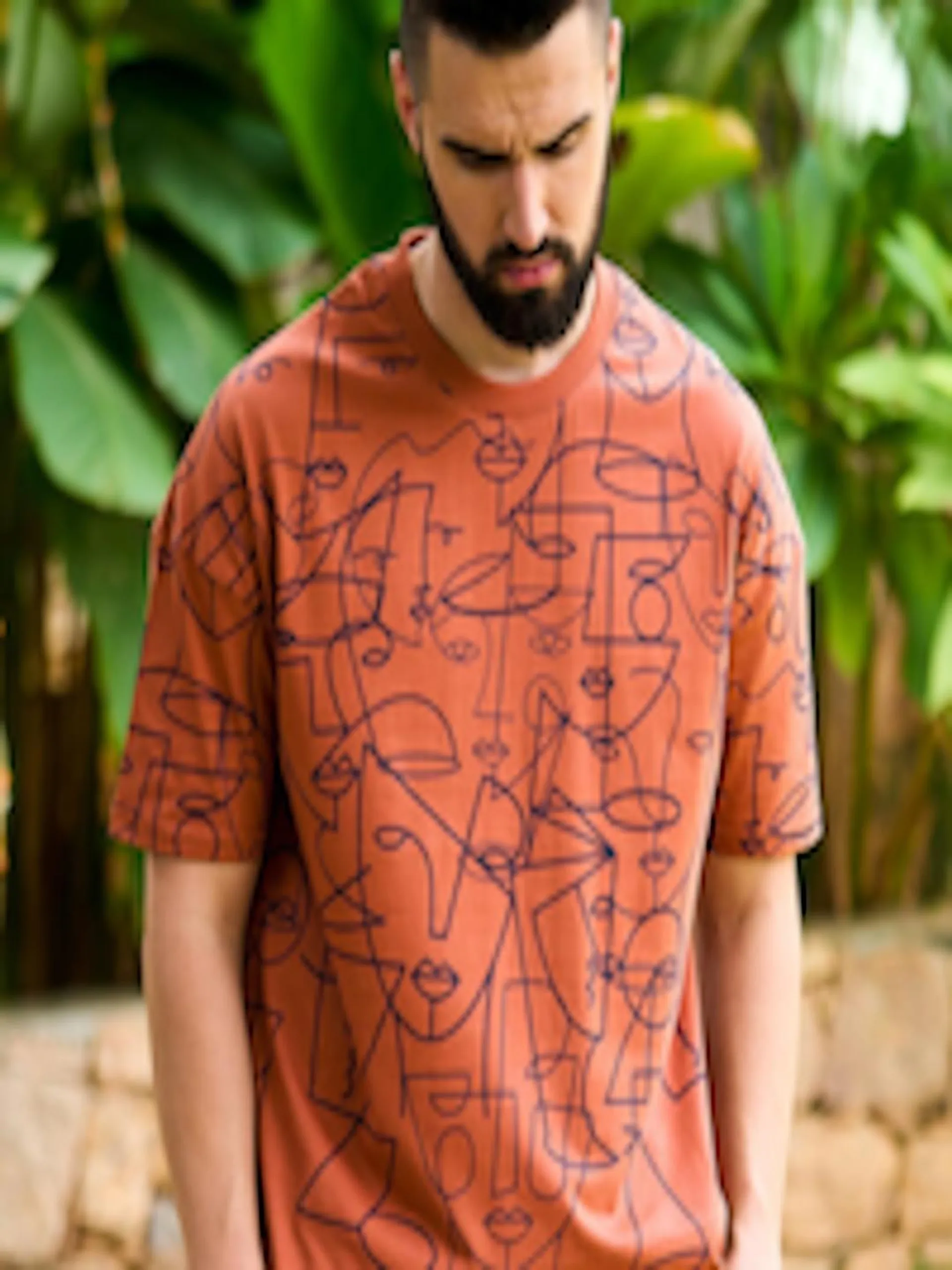 Graphic Printed Drop Shoulder Sleeves Pure Cotton Oversized T-shirt