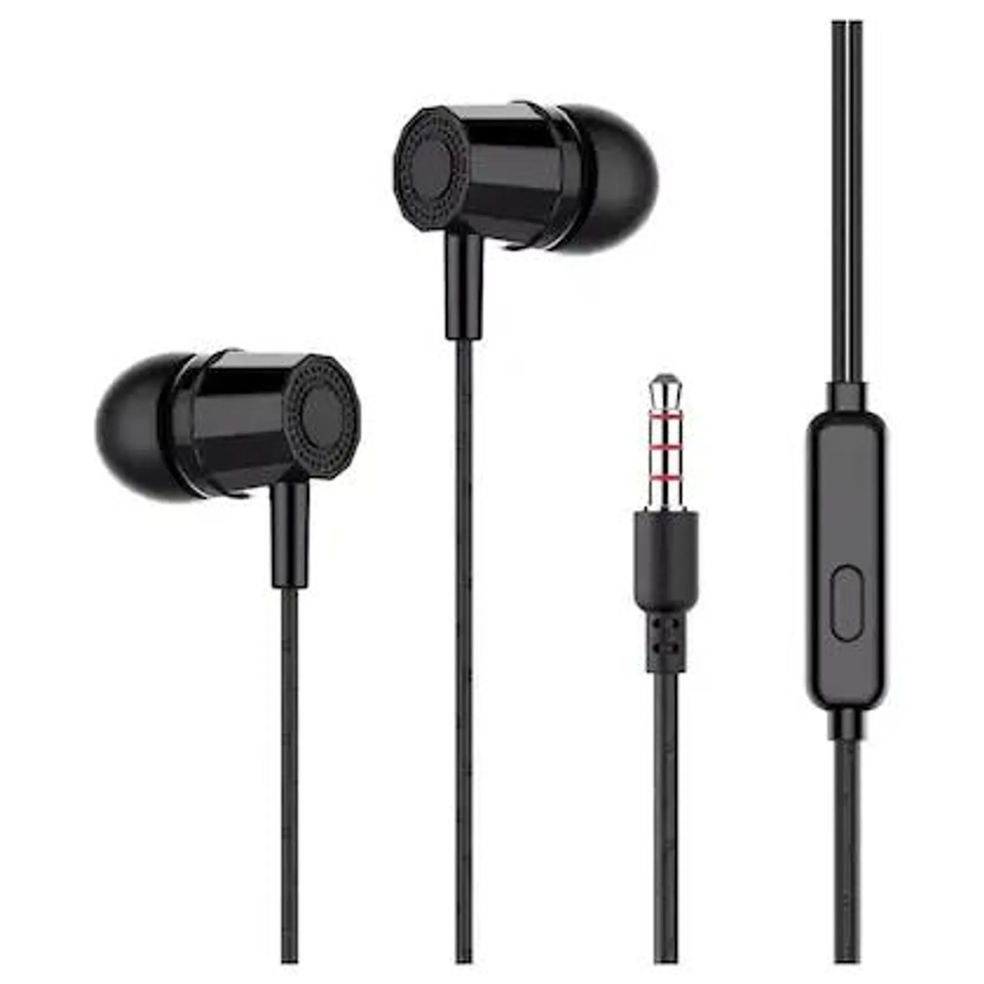 Kratos KR E02 Thump Ear Wired Earphone with Mic, 3.5 mm jack, Dynamic stereo, powerful bass with 6 months warranty, Black