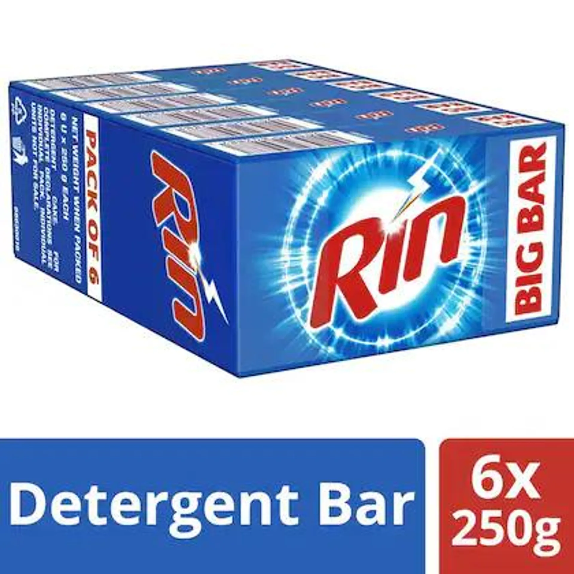 Rin Detergent Bar 250 g (Pack of 6)