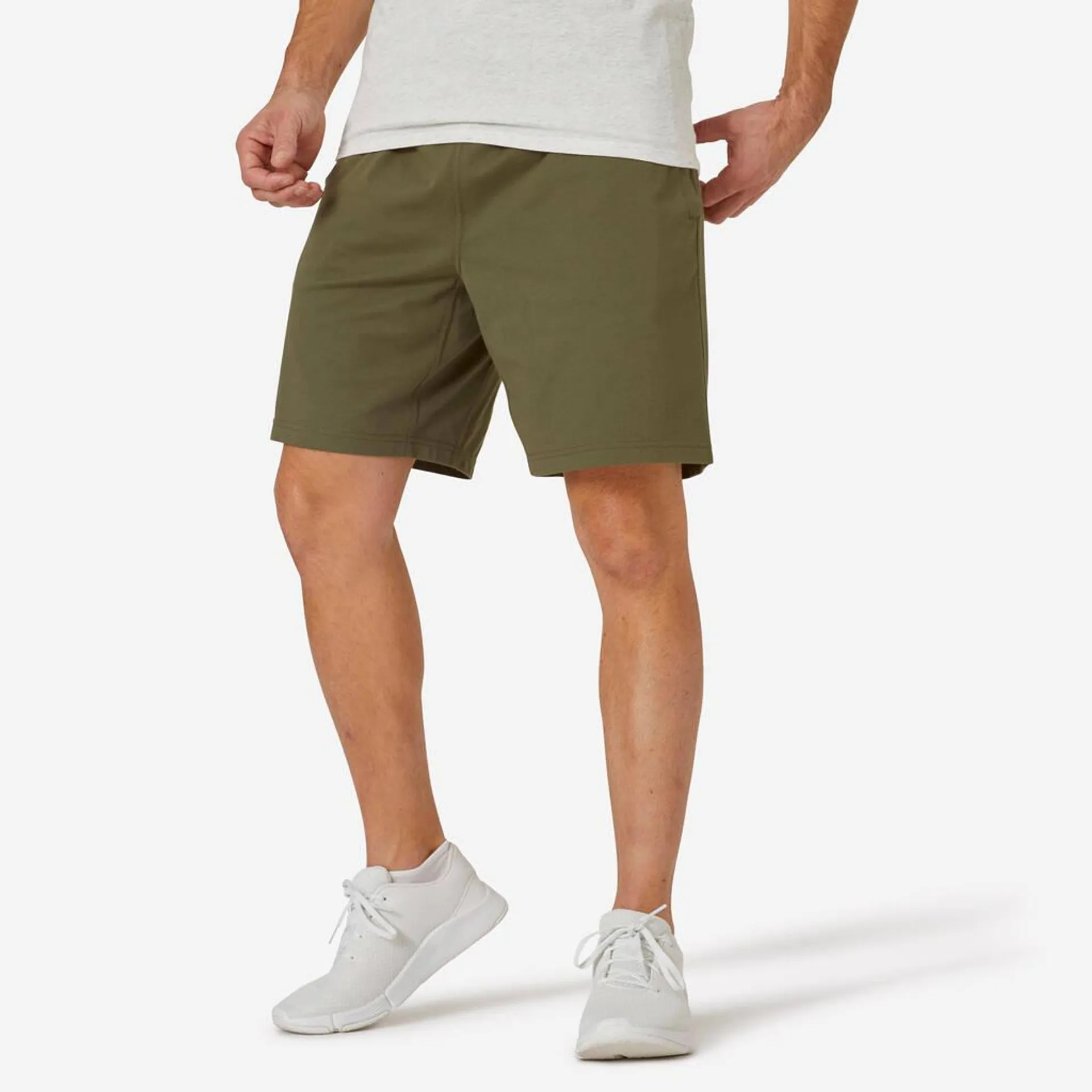 Men's Shorts For Gym Cotton Rich 500-Khaki