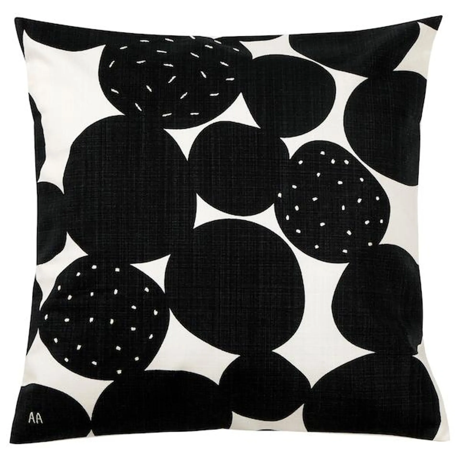 Cushion cover, black/white handmade,