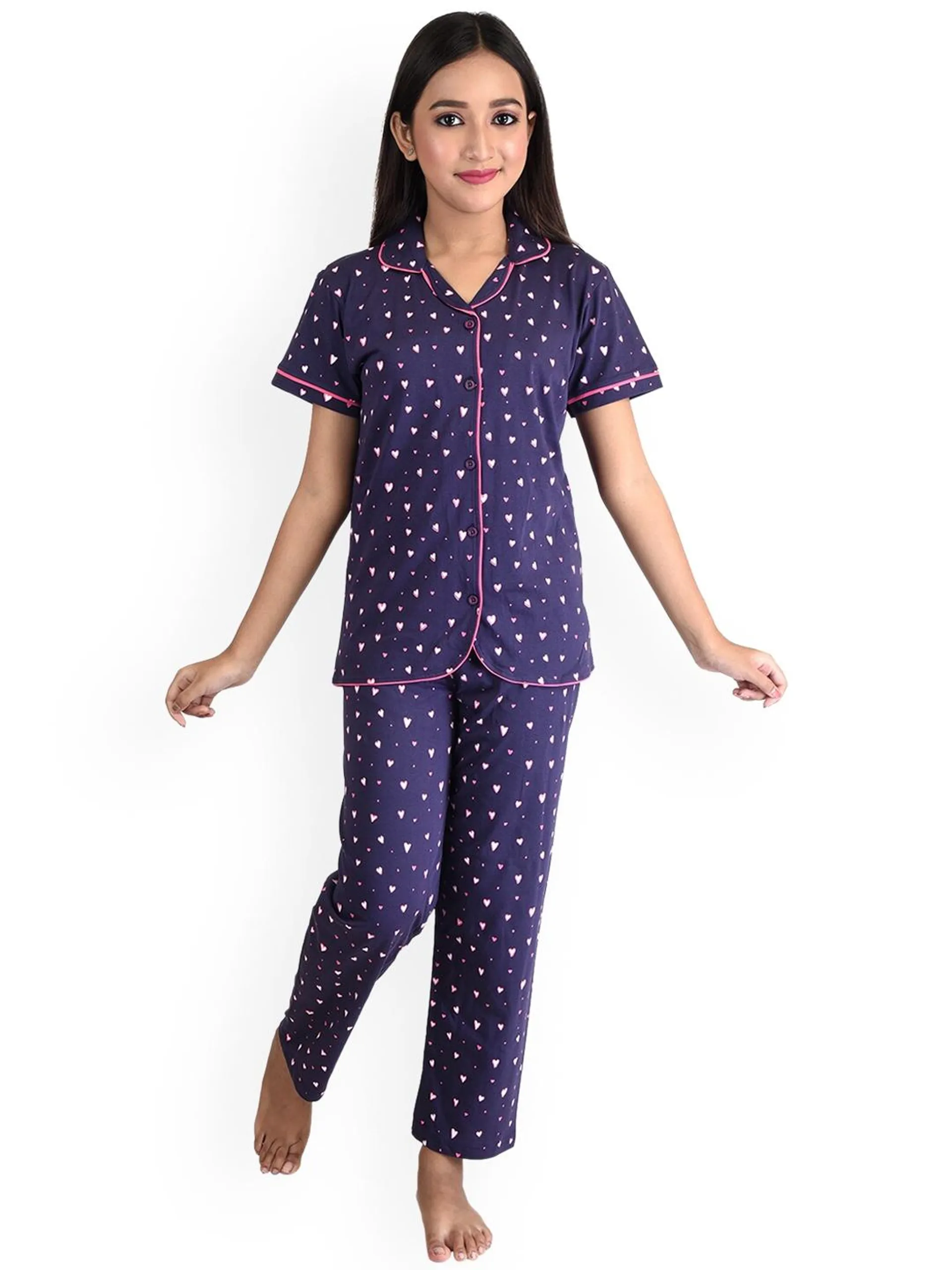 Girls Conversational Printed Pure Cotton Night Suit