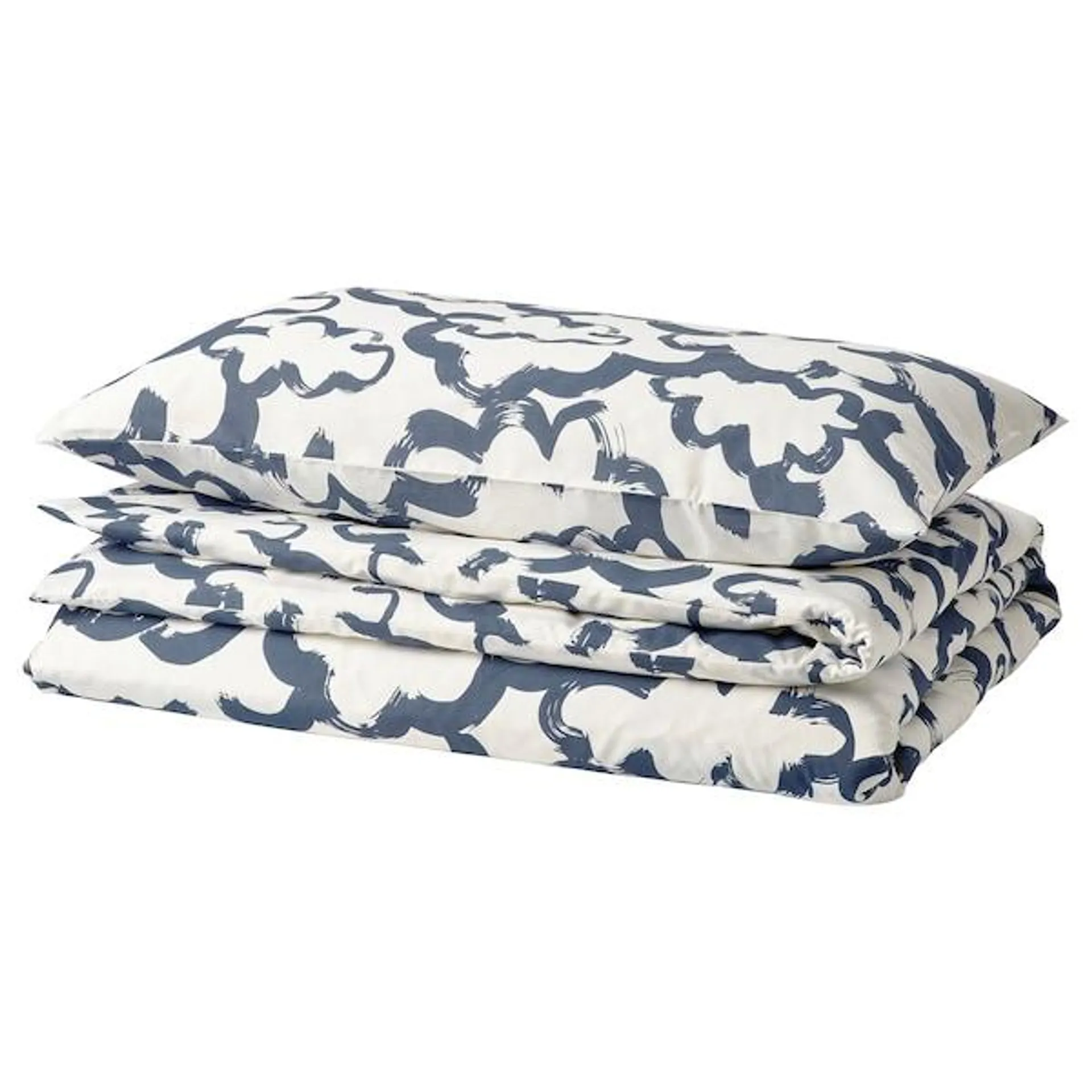 Duvet cover and pillowcase, white blue/cloud,