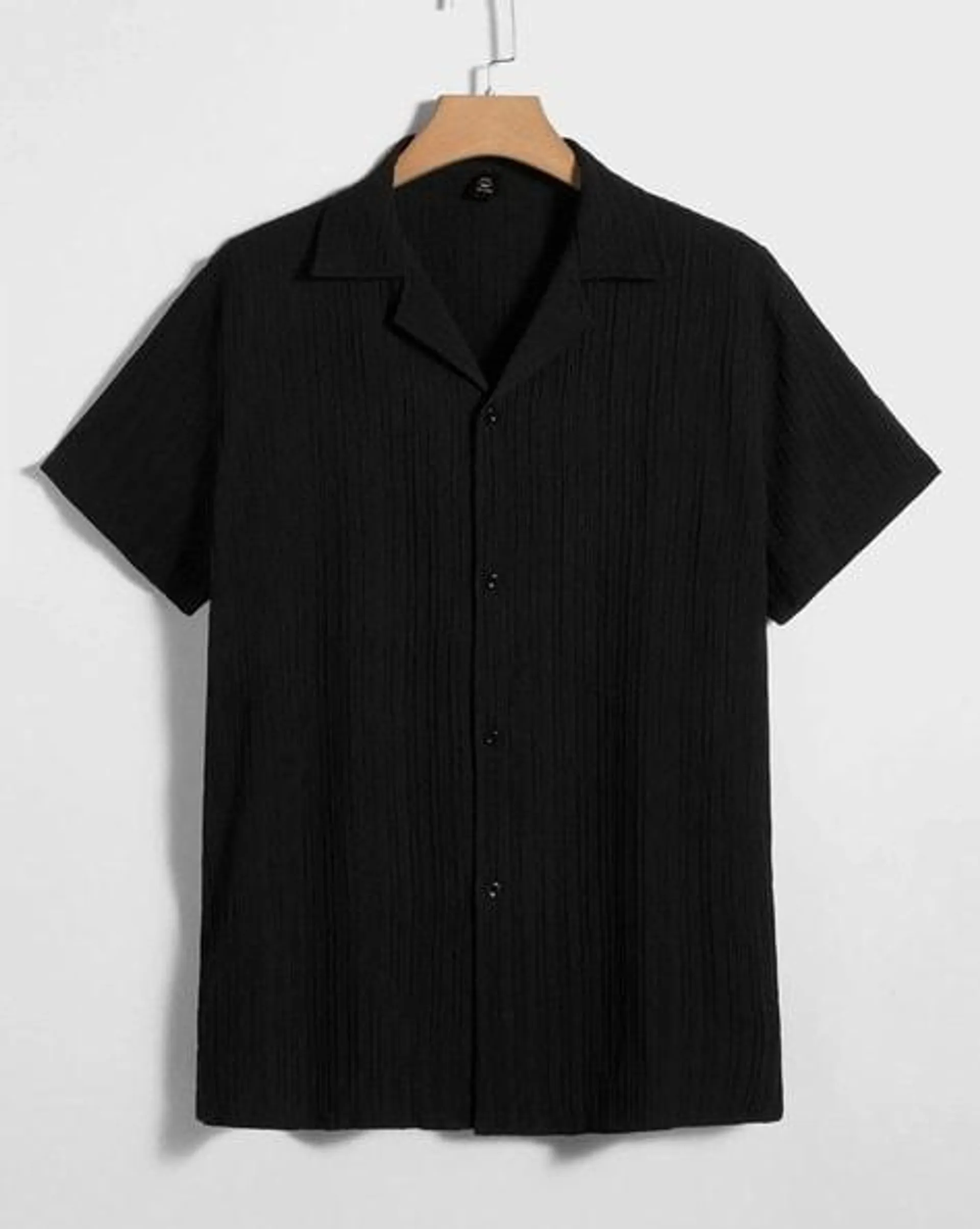 Cuban Collar Shirt with Short Sleeves