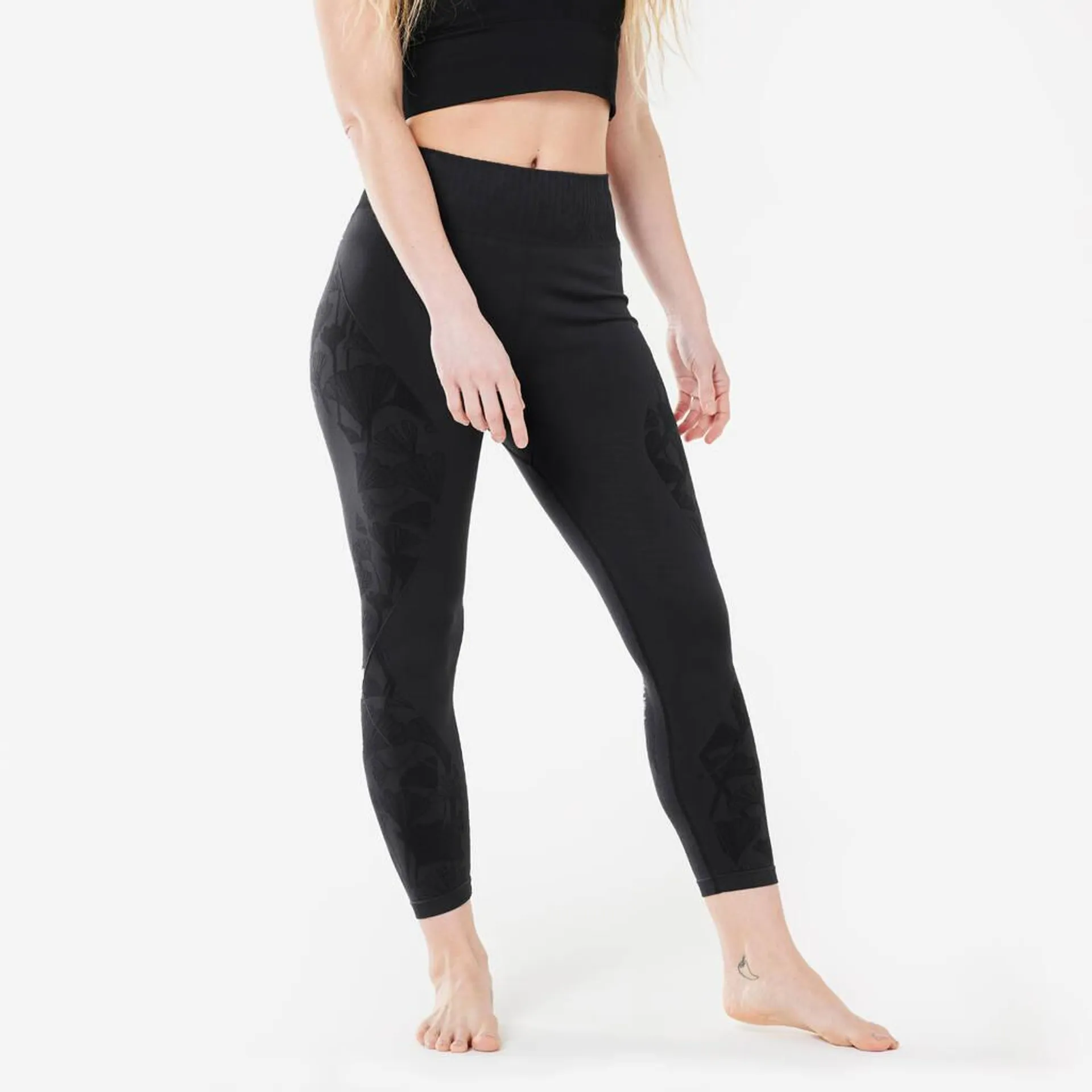 7/8 Seamless Dynamic Yoga Leggings - Black