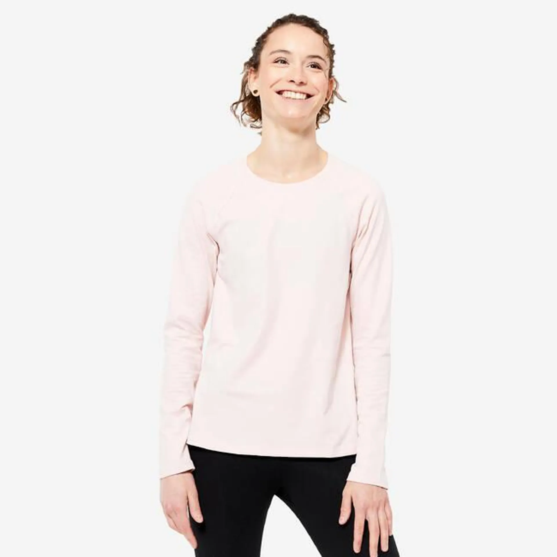 Women's Long-Sleeved Fitness T-Shirt 500 - Pink