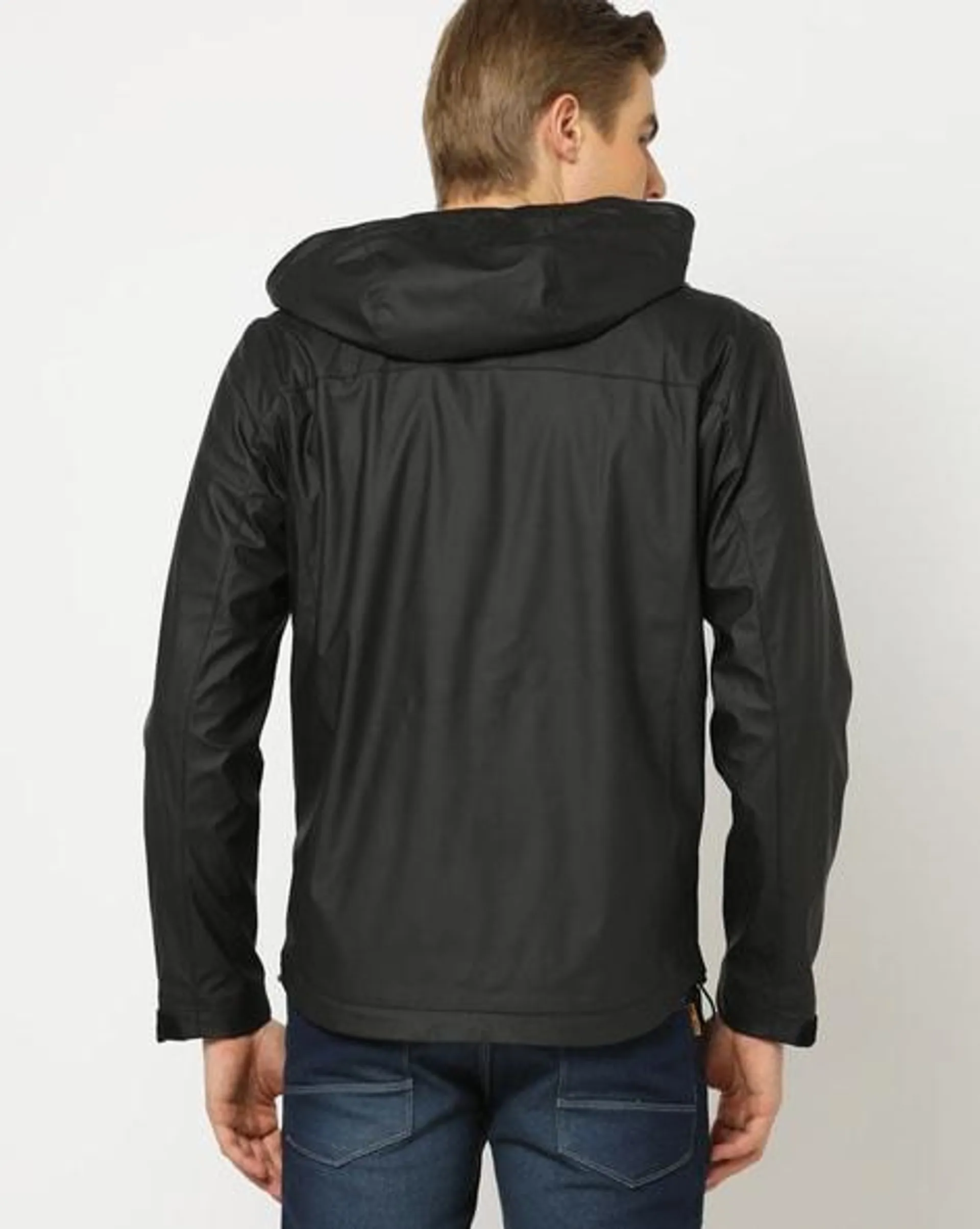 Slim Fit Zip-Front Hooded Jacket