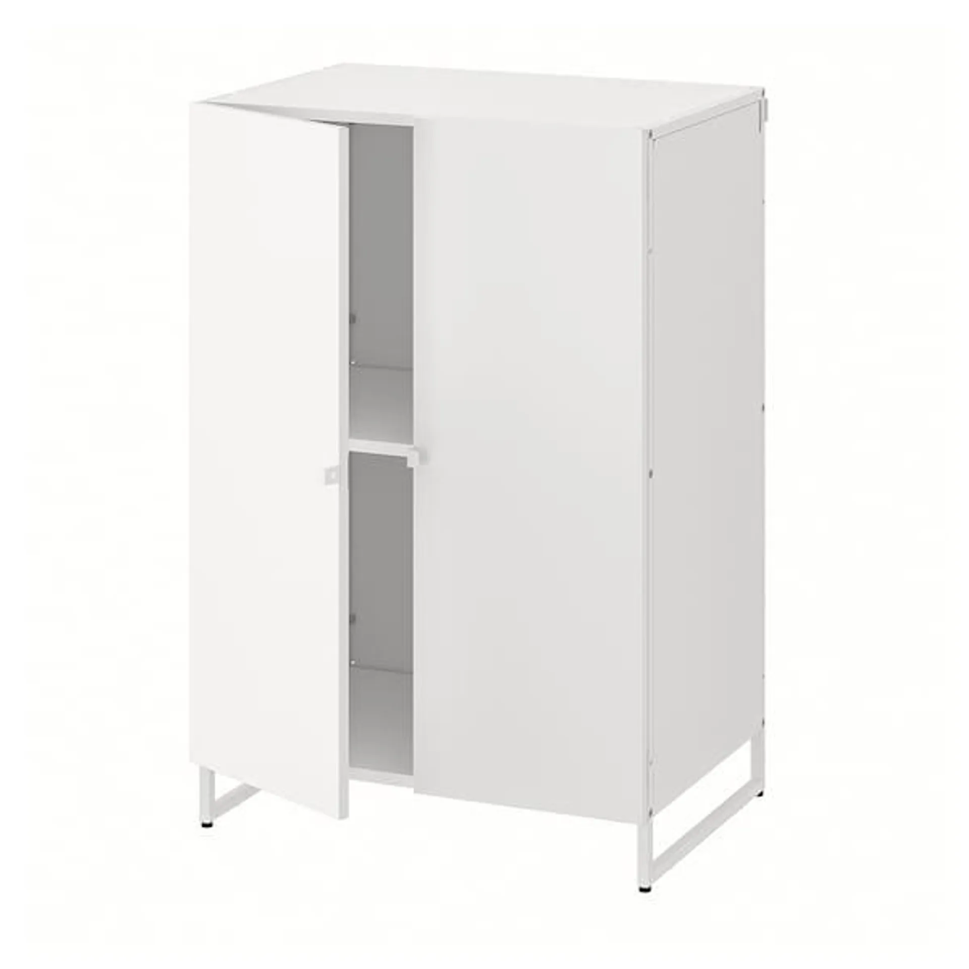 Shelving unit with doors, in/outdoor/white,