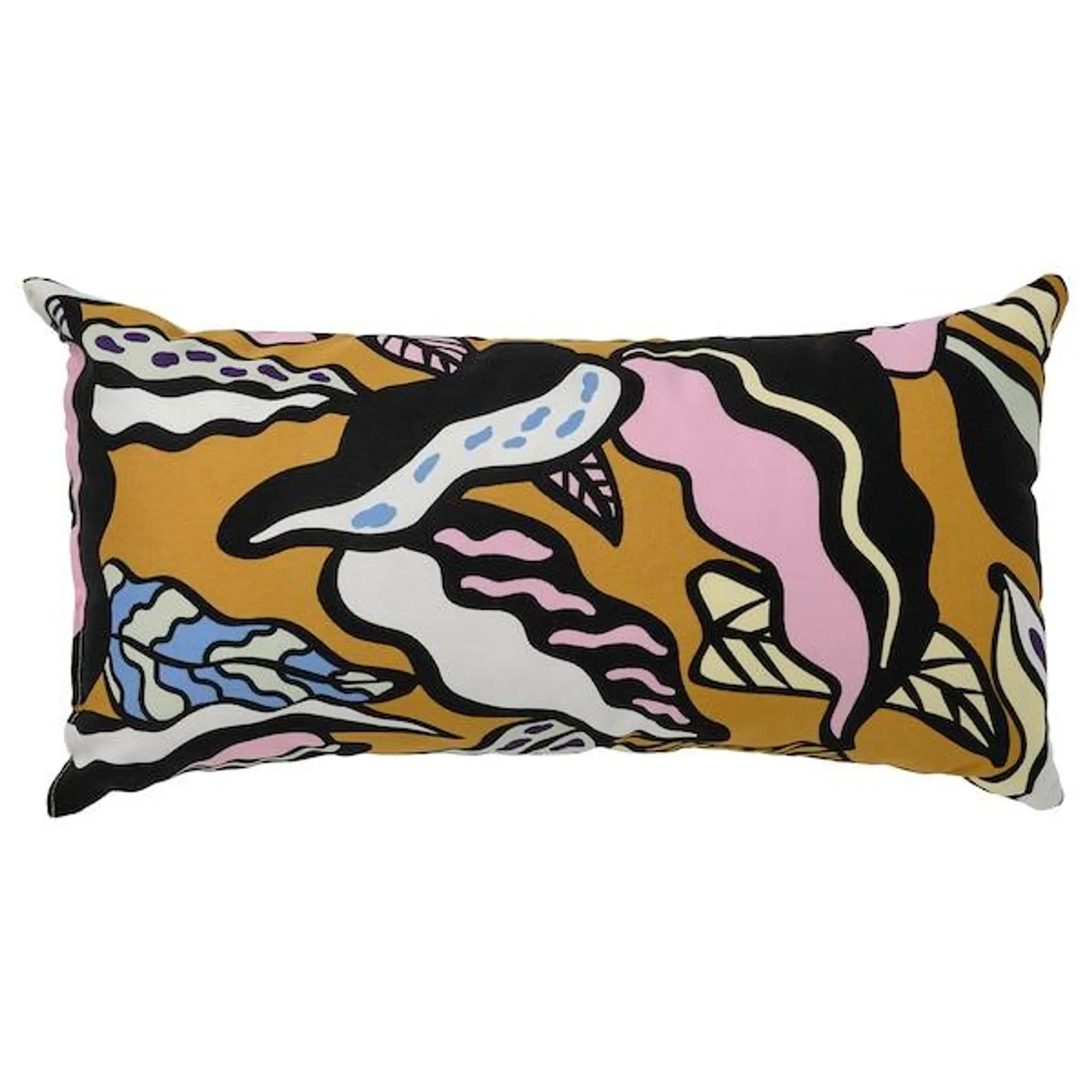 Cushion, multicolour/leaf pattern,