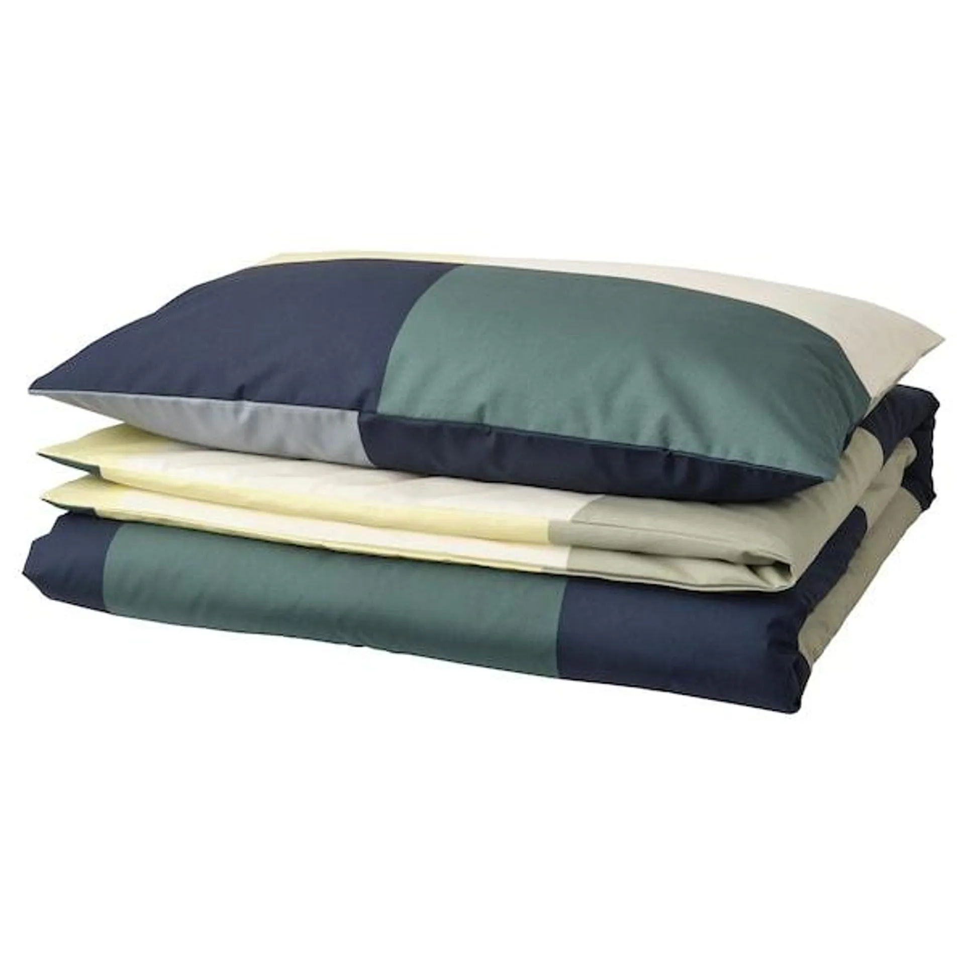 Duvet cover and pillowcase, green/multicolour,