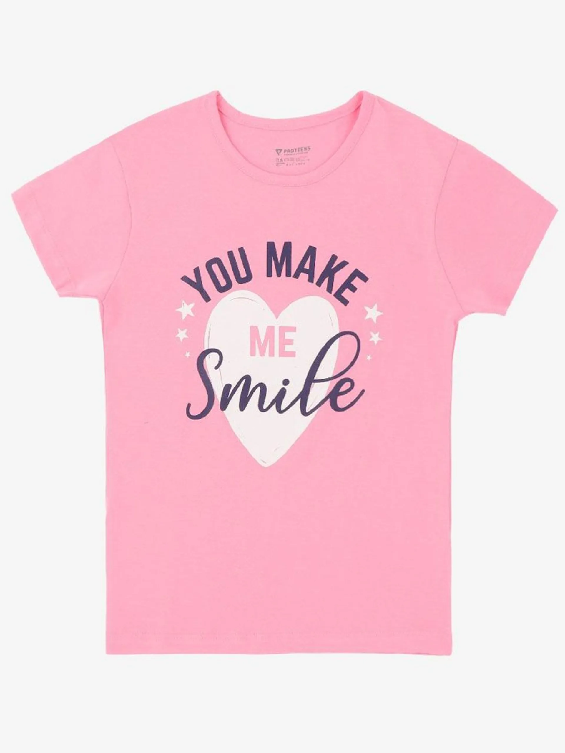 Girls Typography Printed Applique T-shirt