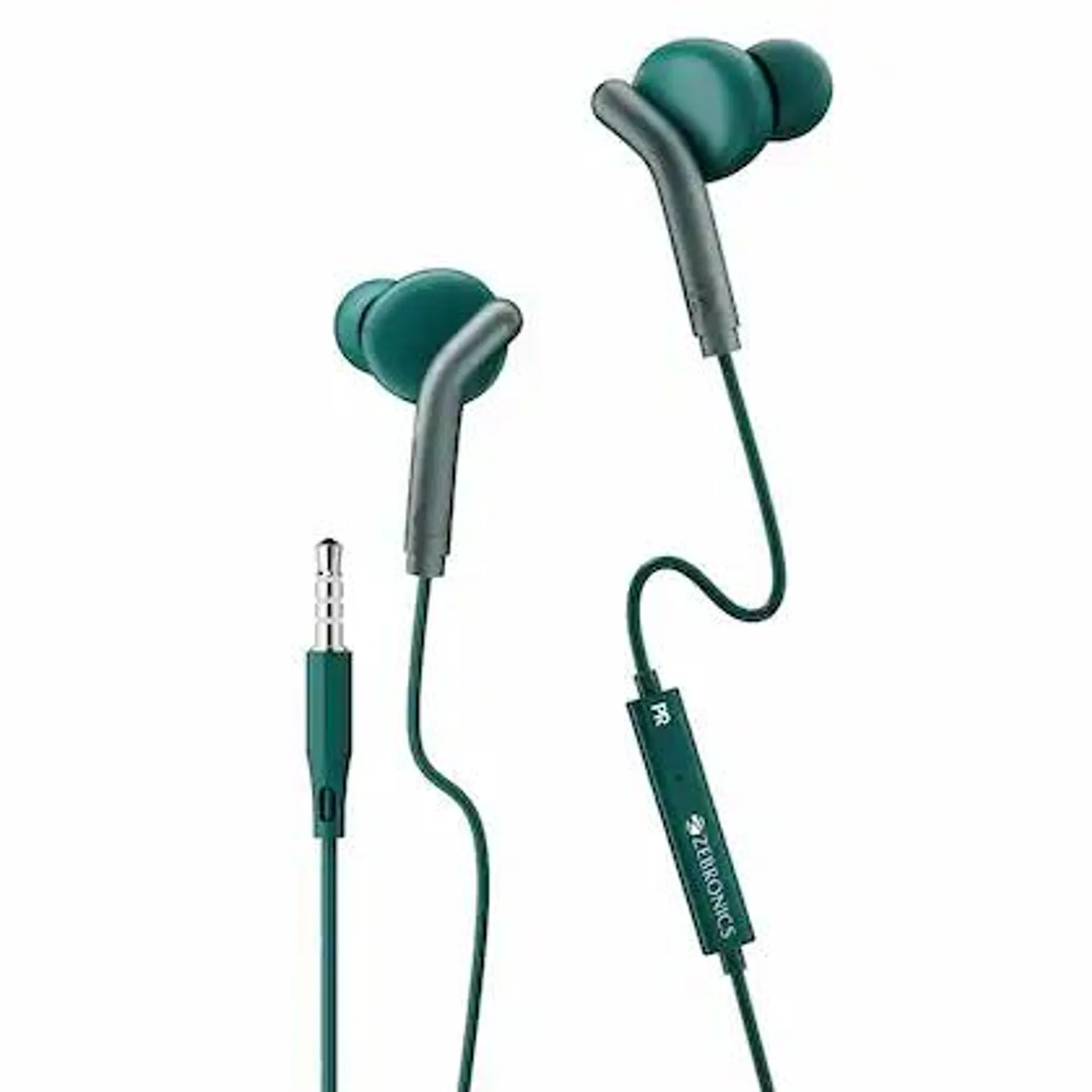 ZEBRONICS Bro in Ear Wired Earphones with Mic, 3.5mm Audio Jack, 10mm Drivers (Green)