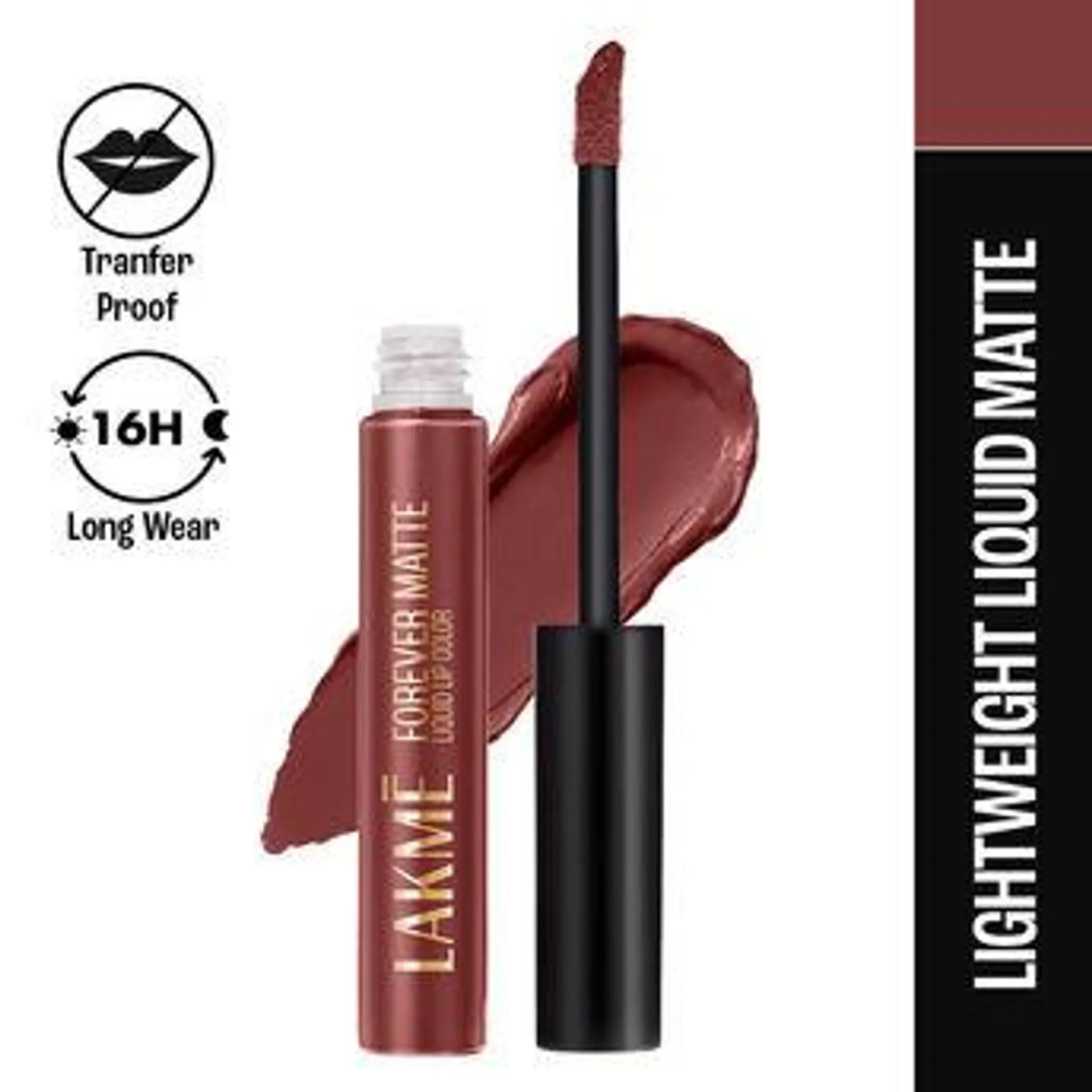 Lakme Forever Matte Liquid Lip Color, 16Hr Lipstick, Lightweight & Transferproof - Nude Dream