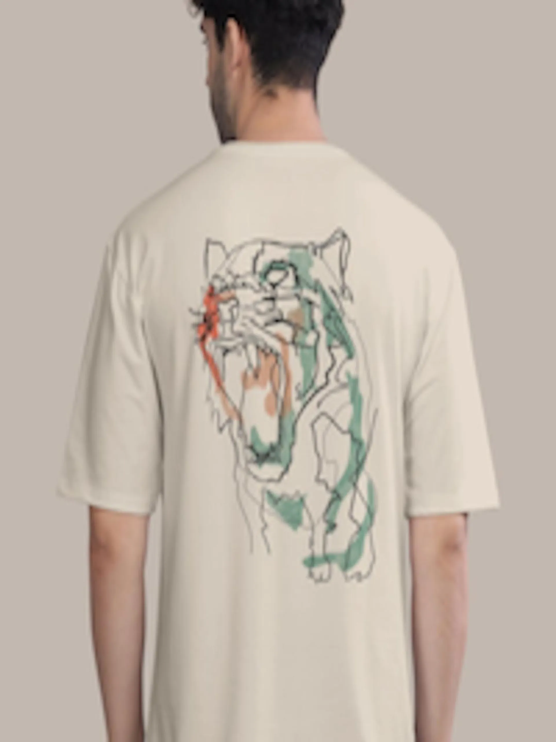 Graphic Printed Round Neck Oversized Cotton T-shirt
