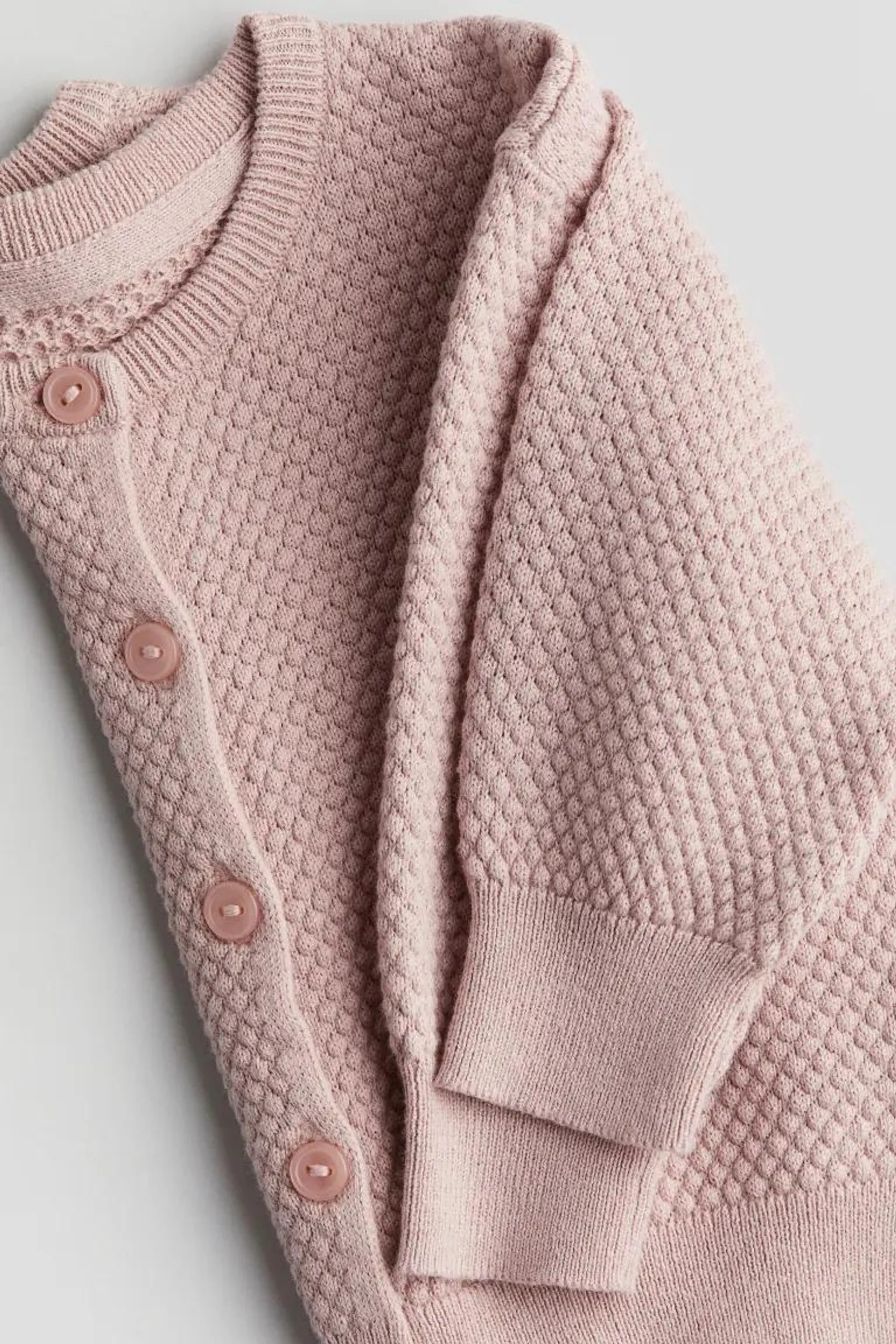 Pattern-knitted cotton cardigan