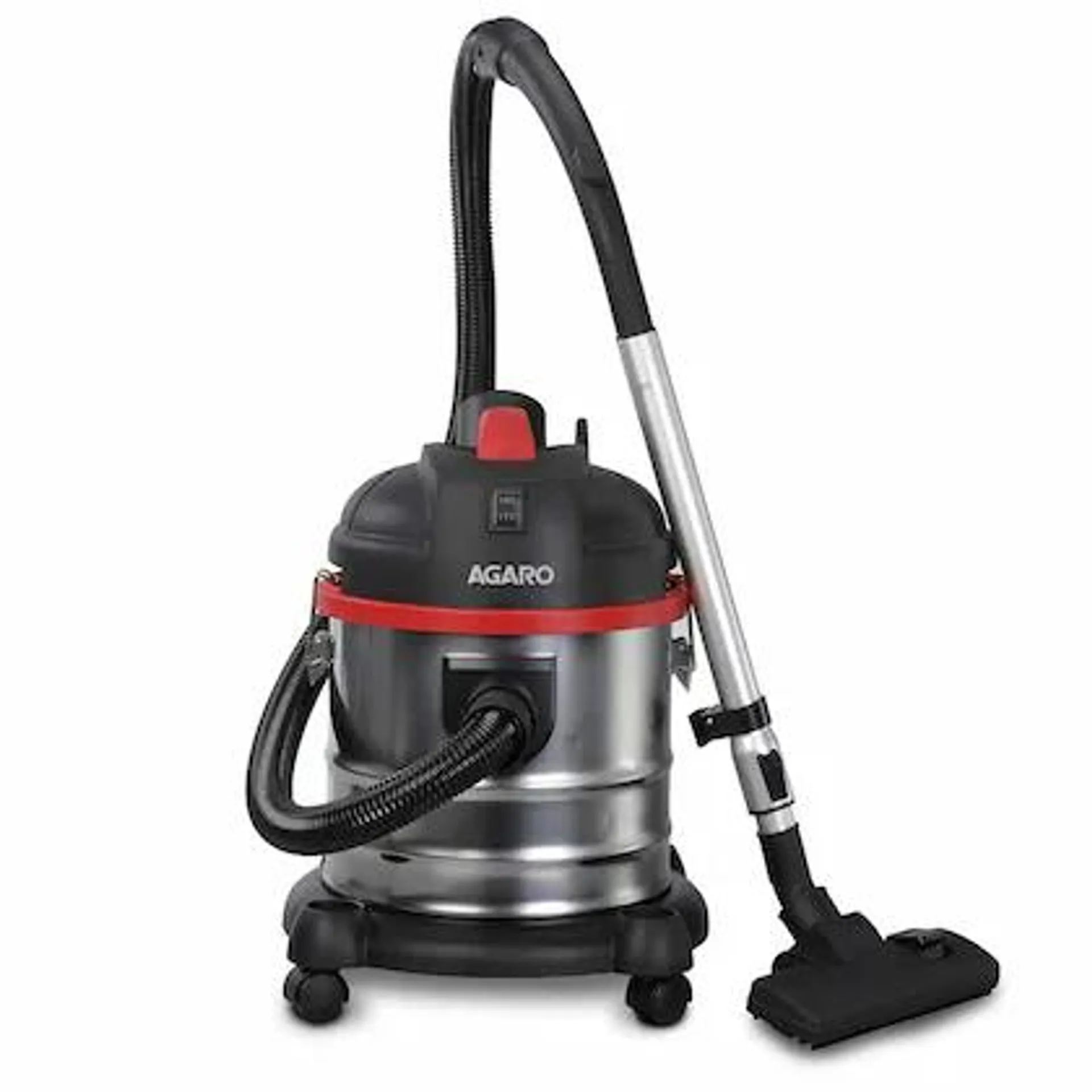 Agaro Ace Black 1600W, 21L, Wet & Dry SS Vacuum Cleaner, Black & Silver