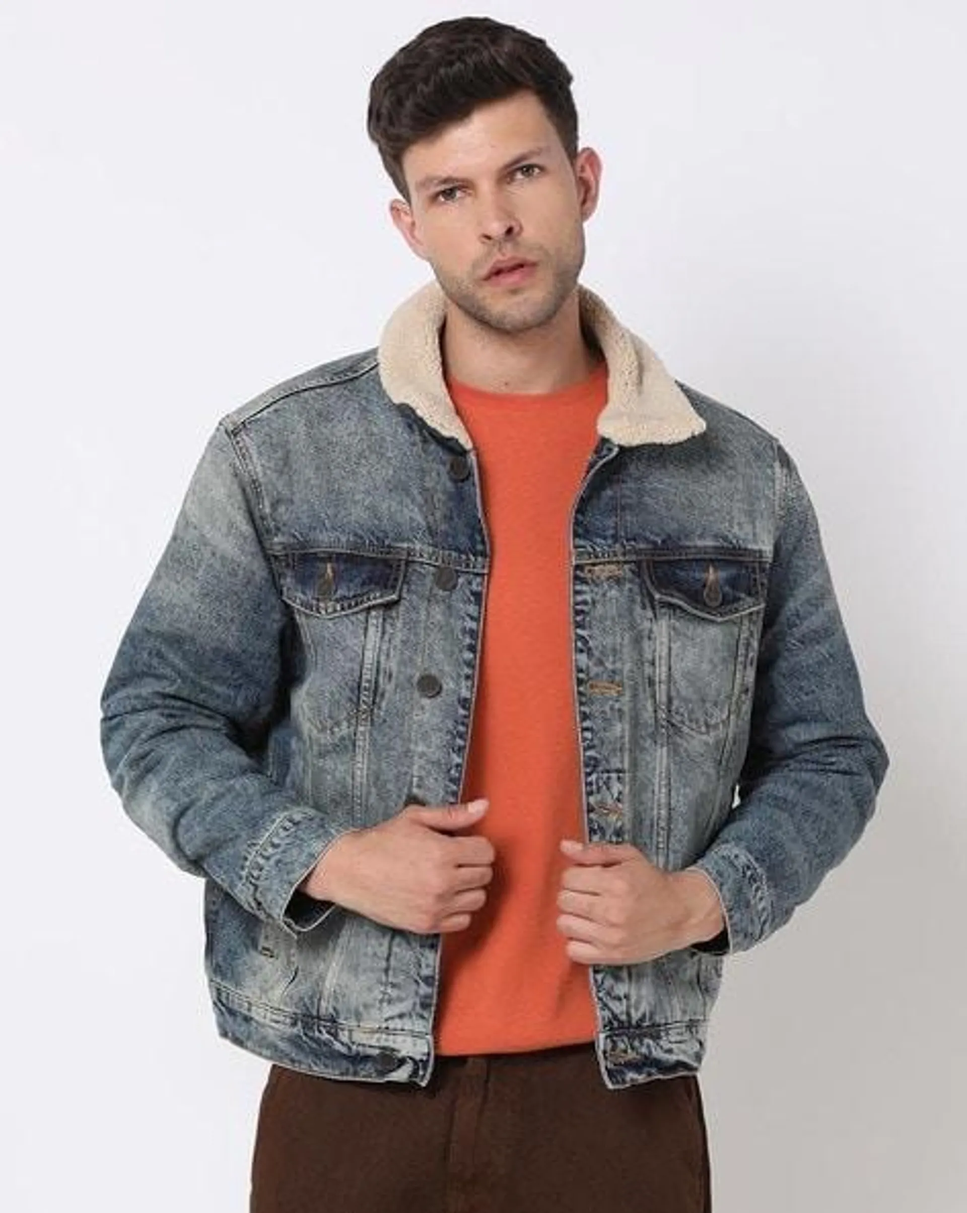 Heavily Washed Slim Fit Trucker Jacket