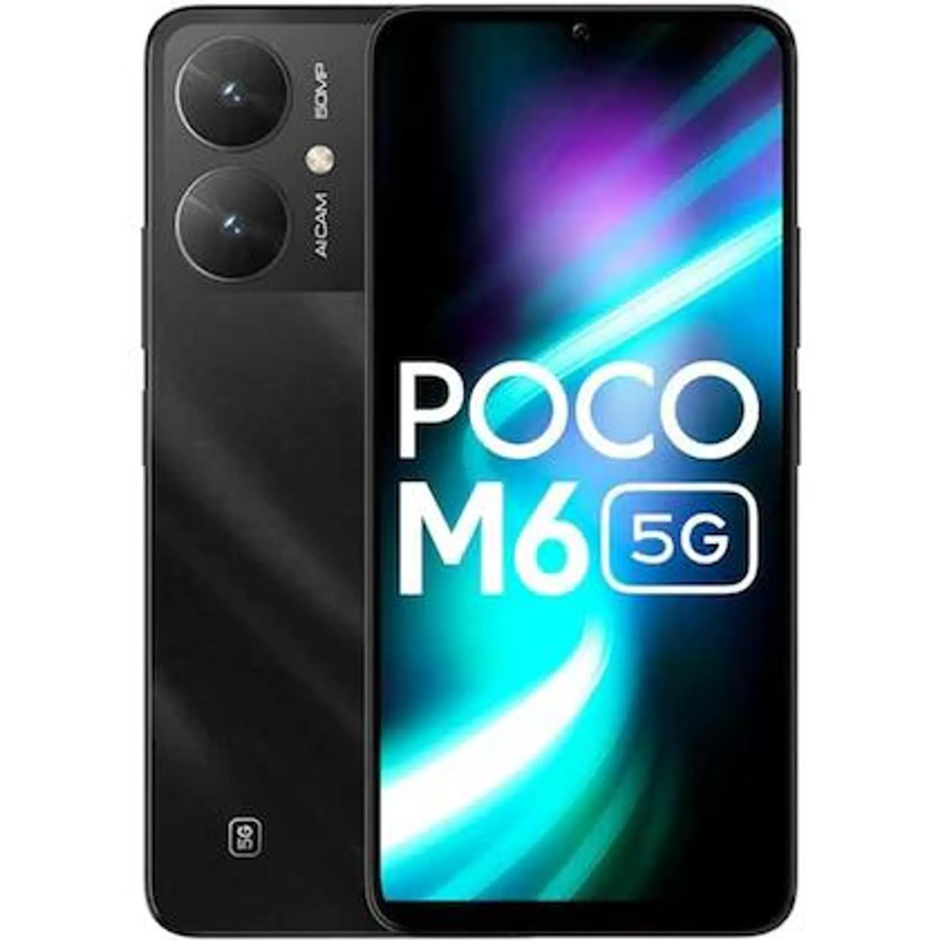 POCO M6 5G 128 GB, 6 GB RAM, Black, Mobile Phone