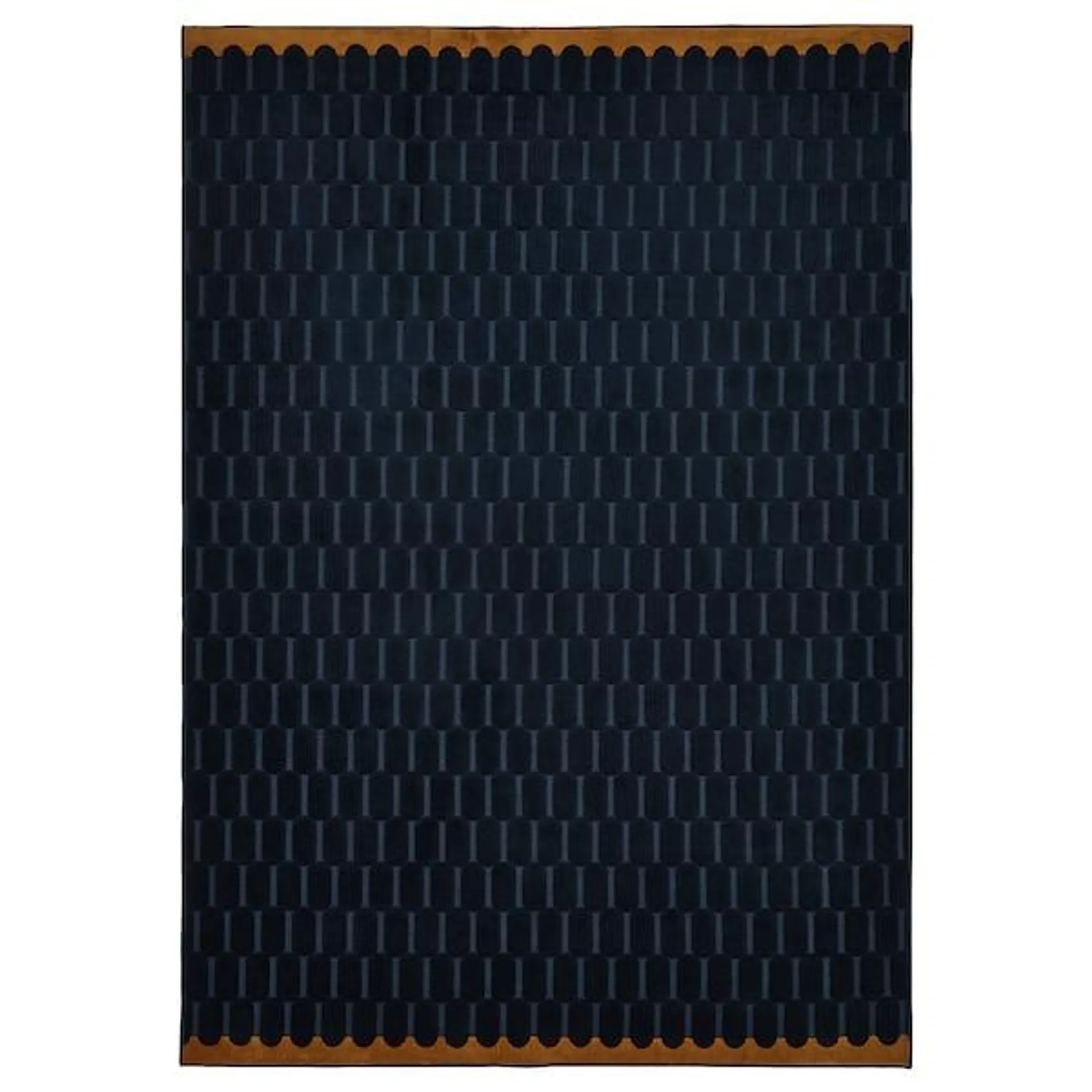 Rug, low pile, dark blue/yellow-brown,