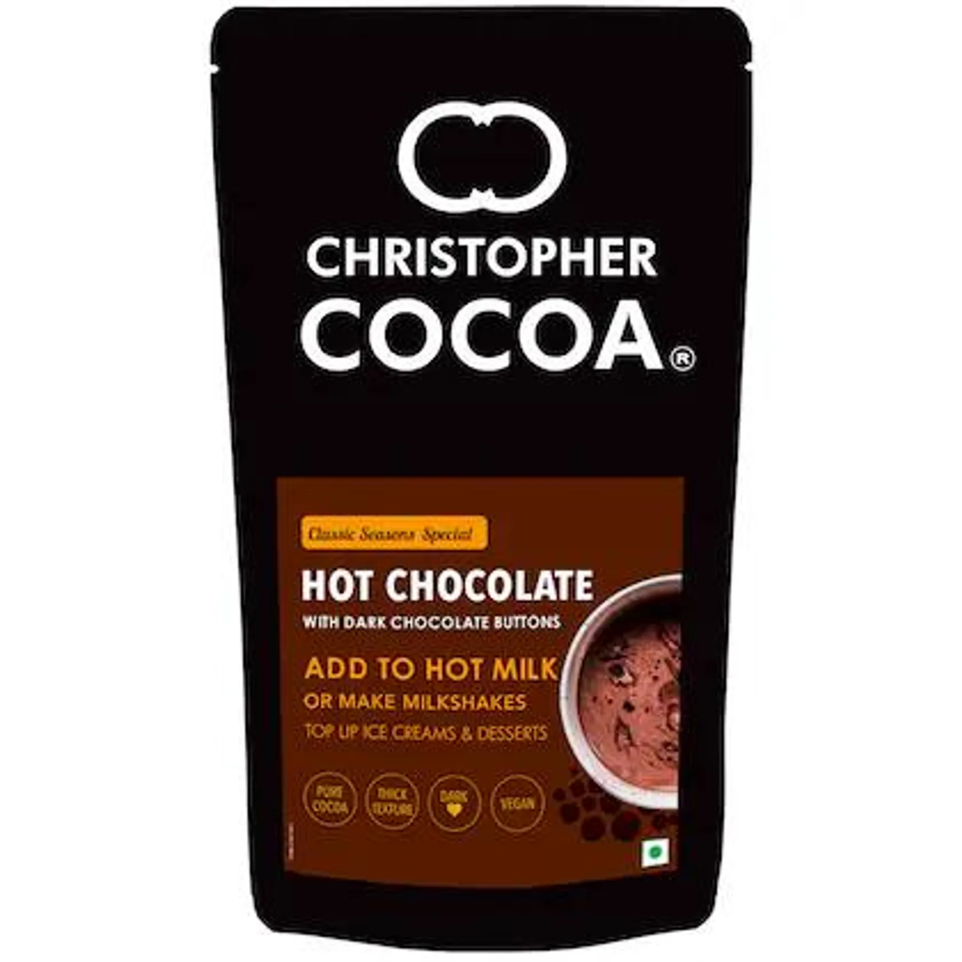 Christopher Cocoa Hot Drinking Chocolate Powder with Dark Chocolate Buttons 1Kg